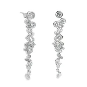 3.05ct 14k White Gold Diamond Mixed Shape Drop Earrings