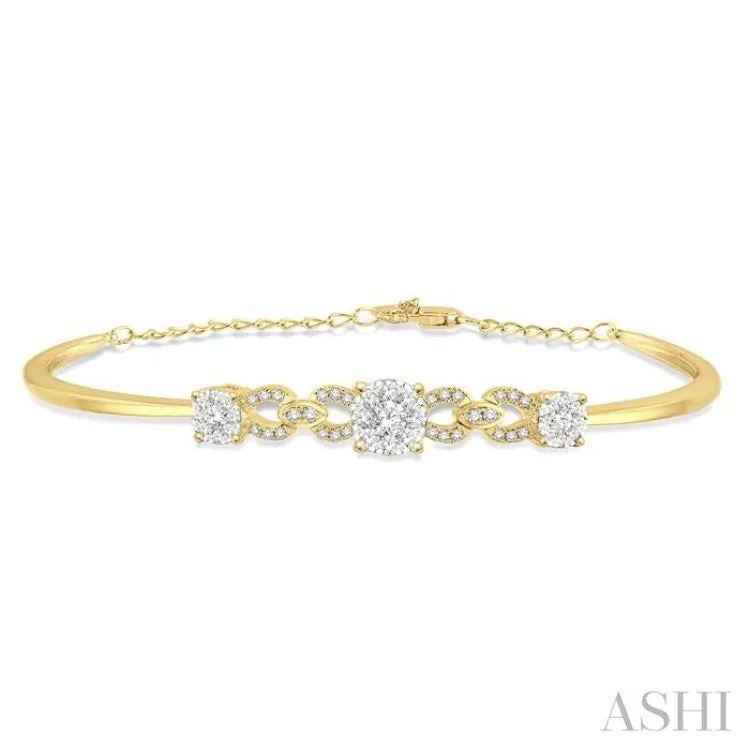 3/4 ctw Round Cut Diamond Lovebright Bracelet in 14K Yellow & White Gold