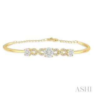 3/4 ctw Round Cut Diamond Lovebright Bracelet in 14K Yellow & White Gold