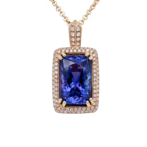 6.30 Carat Tanzanite Pendant in 14k Yellow Gold
