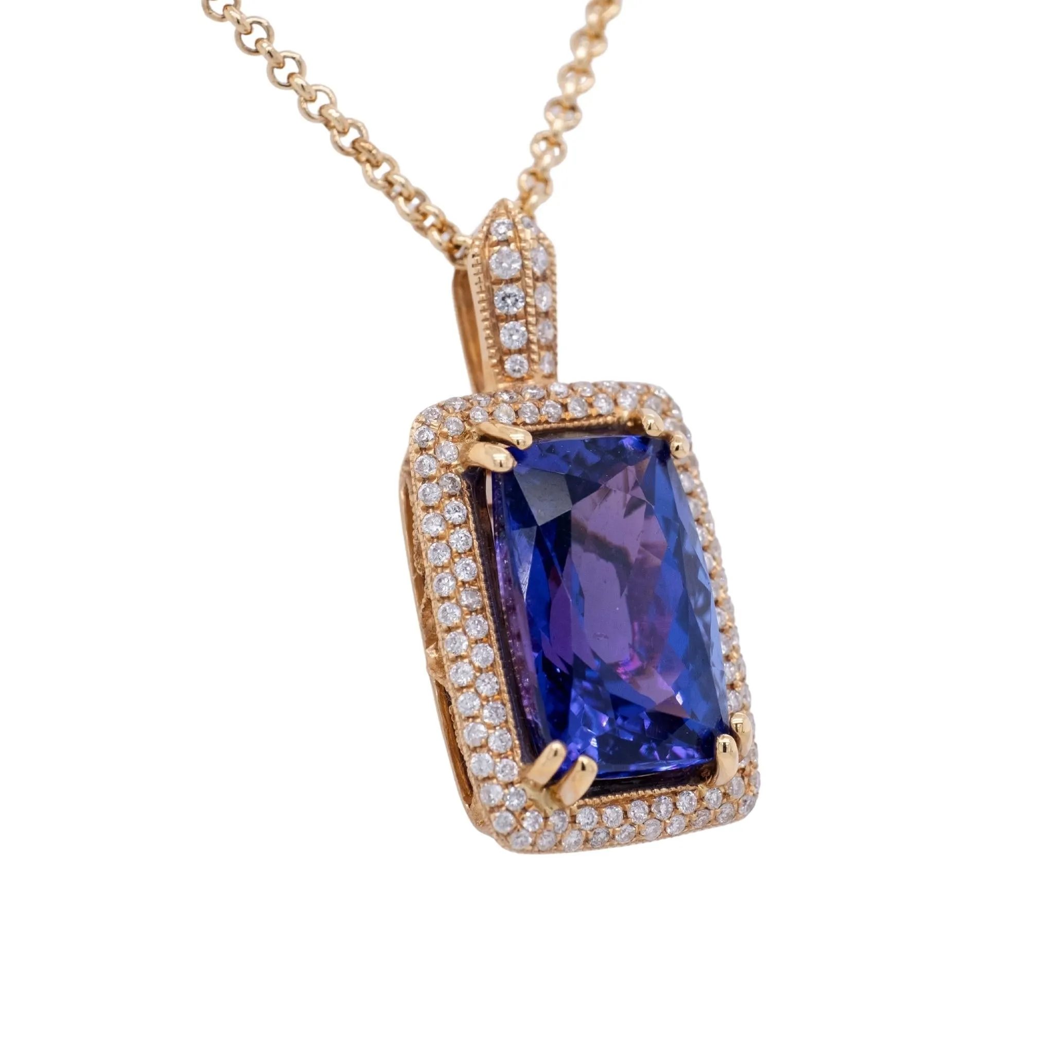6.30 Carat Tanzanite Pendant in 14k Yellow Gold