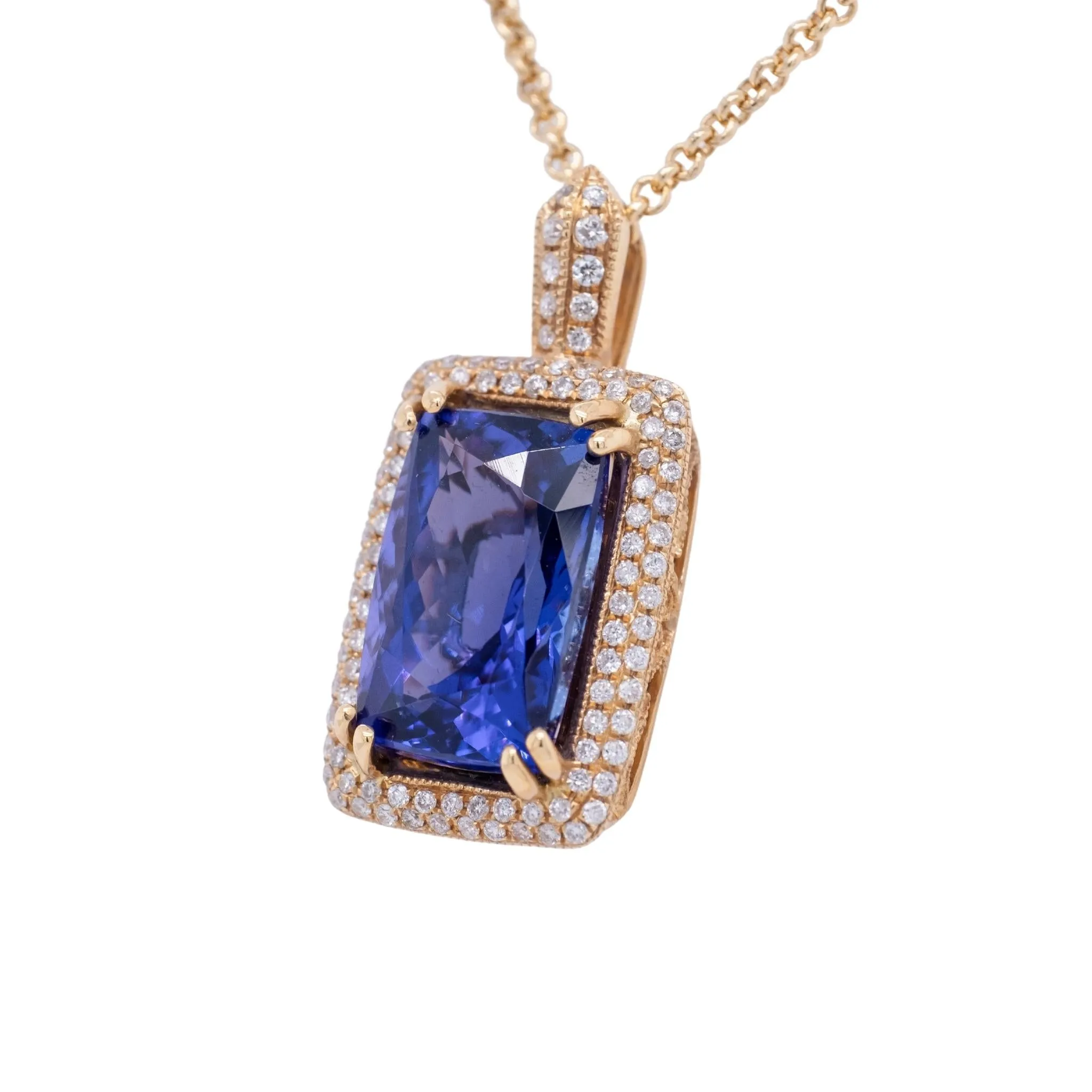 6.30 Carat Tanzanite Pendant in 14k Yellow Gold