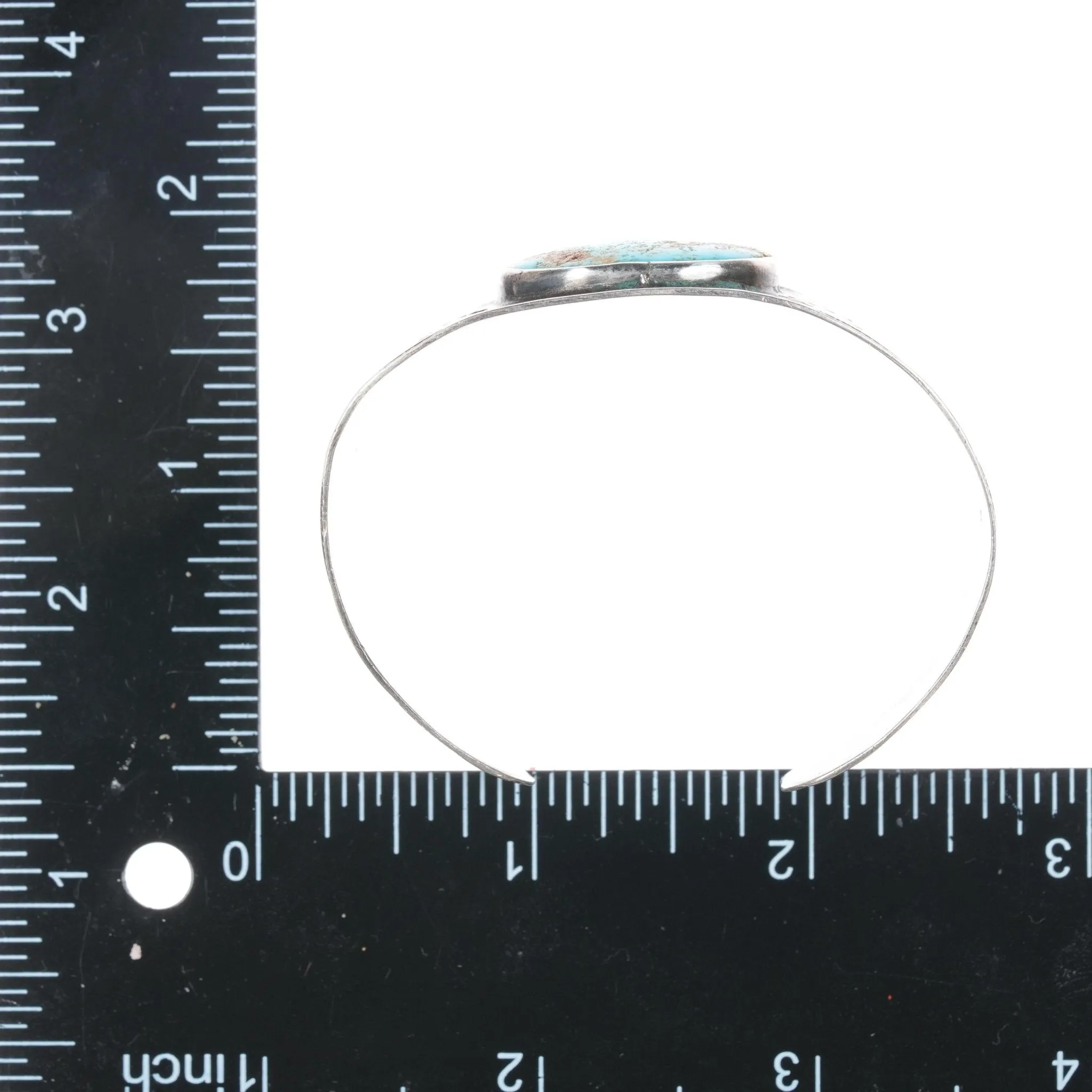 6.375" Vintage Fred Harvey Navajo hand stamped silver cuff bracelet turquoise