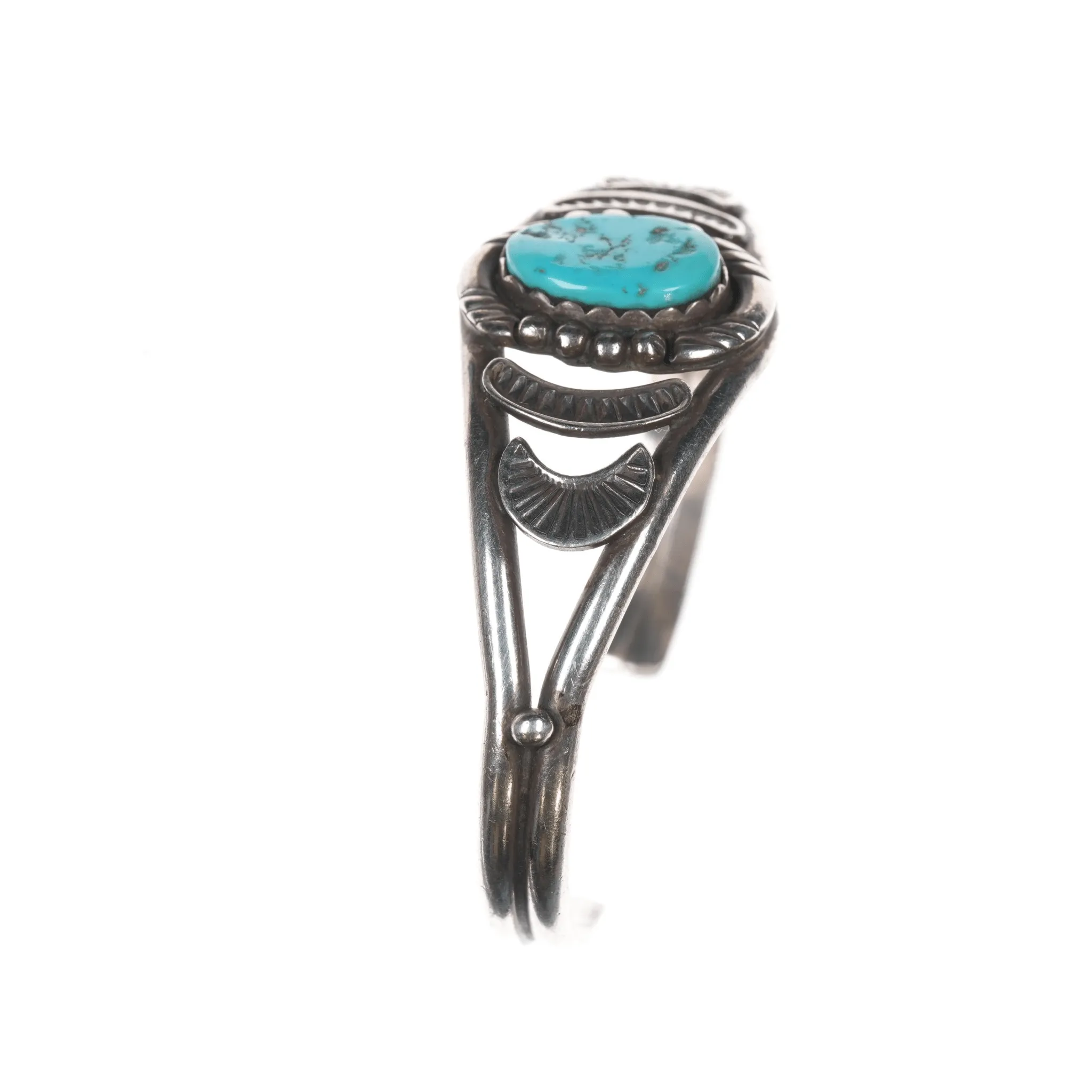 6.375" Vintage Navajo silver and Kingman turquoise cuff bracelet