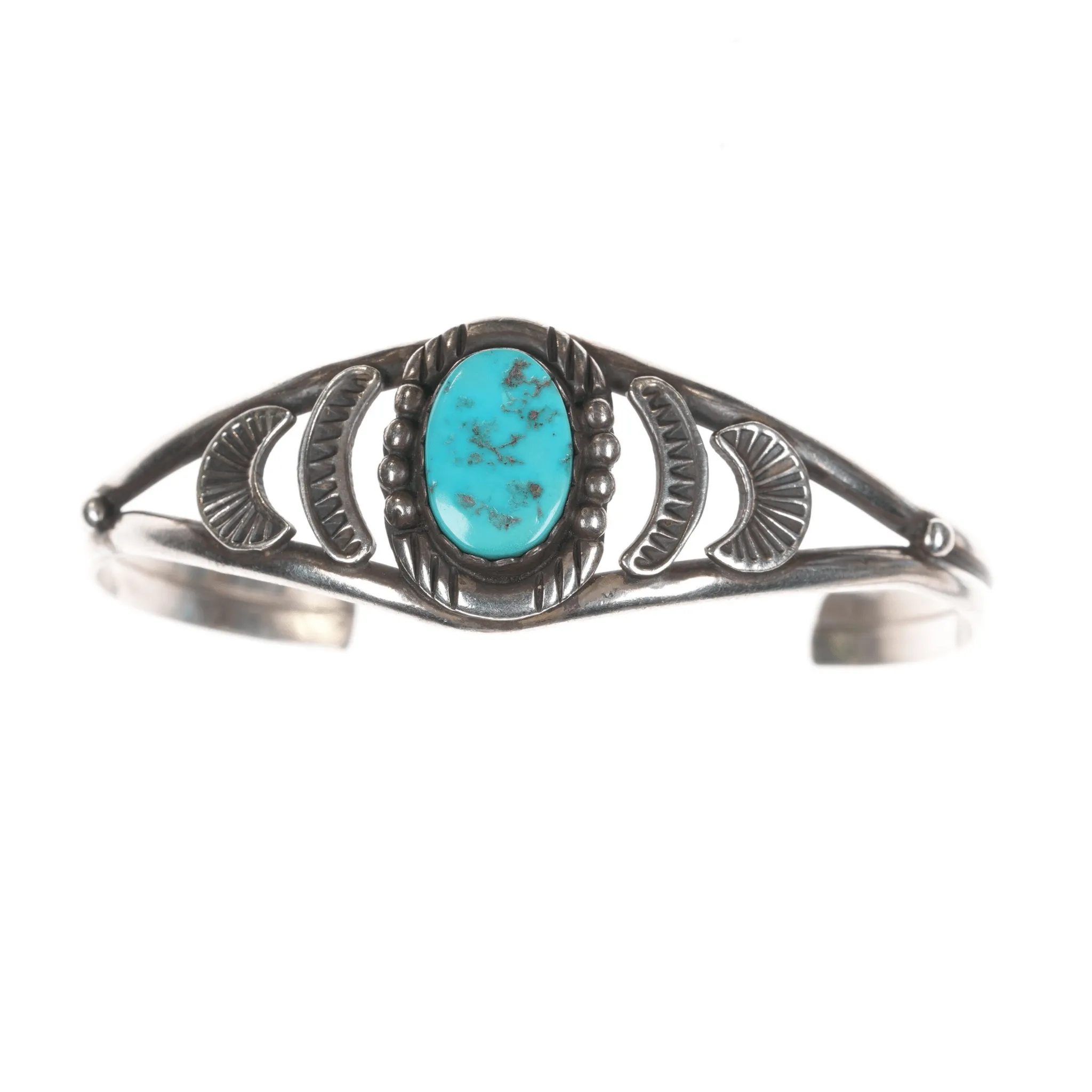 6.375" Vintage Navajo silver and Kingman turquoise cuff bracelet