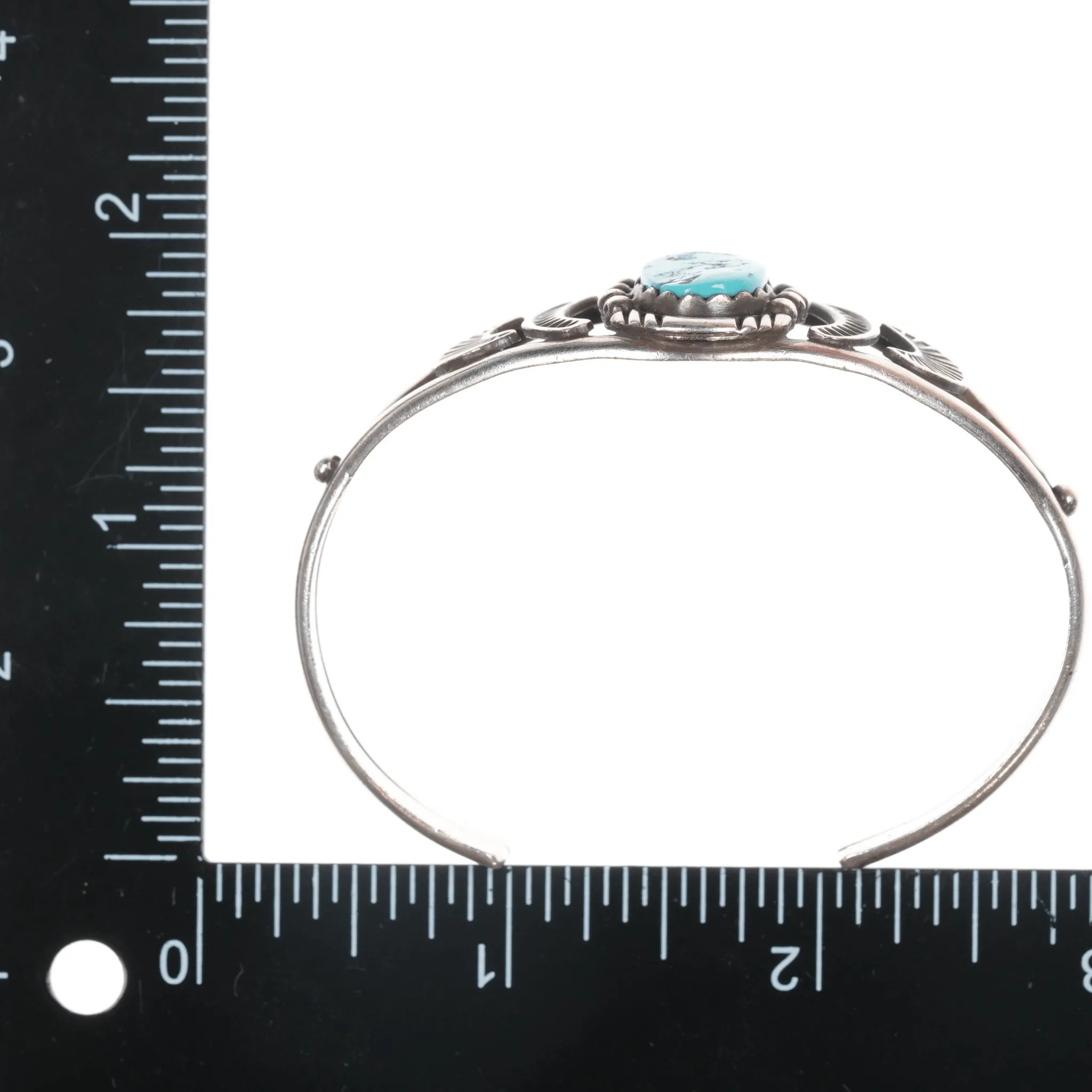 6.375" Vintage Navajo silver and Kingman turquoise cuff bracelet
