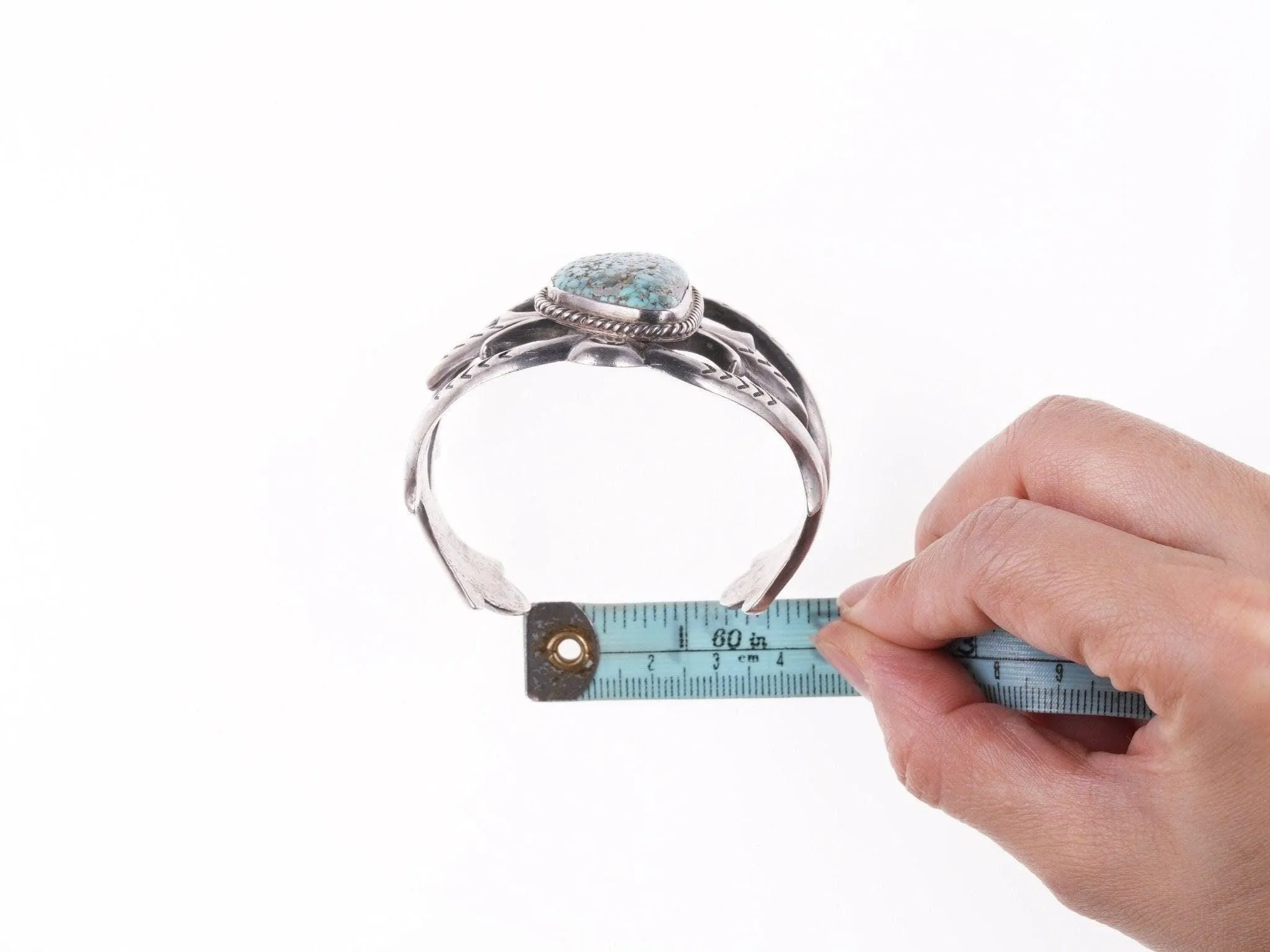 6.5" Vintage Navajo Tufa cast silver bracelet with turquoise