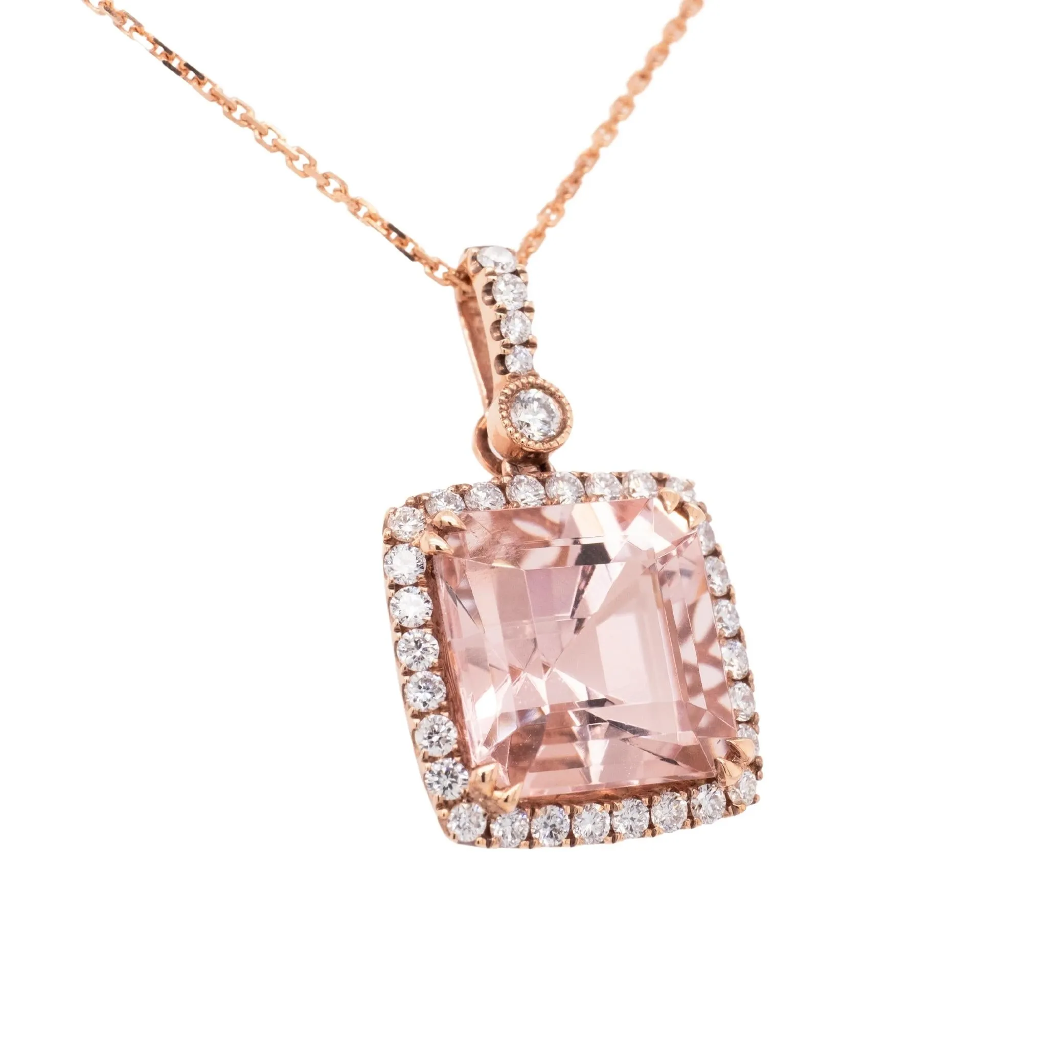 7.81 Carat Morganite Pendant in 14k Rose Gold