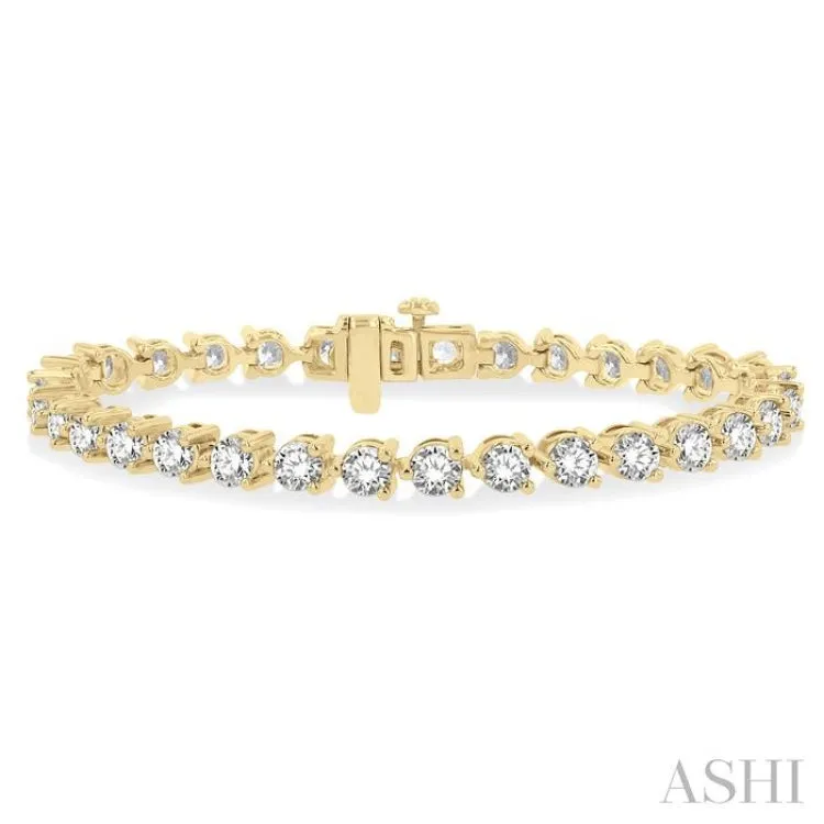 8 ctw 3 Prong Round Cut Diamond Tennis Bracelet YG 14K-G*