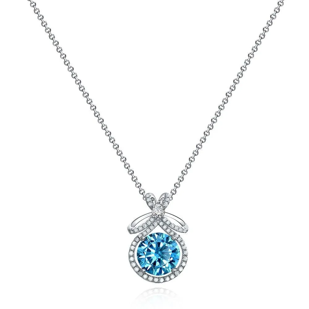 925 Silver 3CT Emerald Aquamarine Necklace Pendant