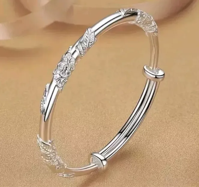 925 Sterling Silver New Fashion Wristband Bracelet Bangle Cuff Free Shipping New