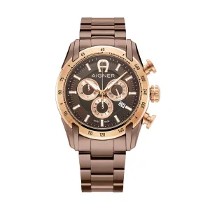Aigner Benevento Gents  Brown Dial Brown With Rose Gold Stainless Steel Watch