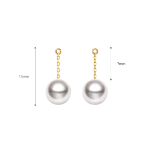 Akoya Pearl 18K Gold Ear Stud Ear Thread Drop Earring Chains