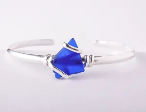 Alpaca Recycled Glass Freeform Cuff - Cobalt Blue