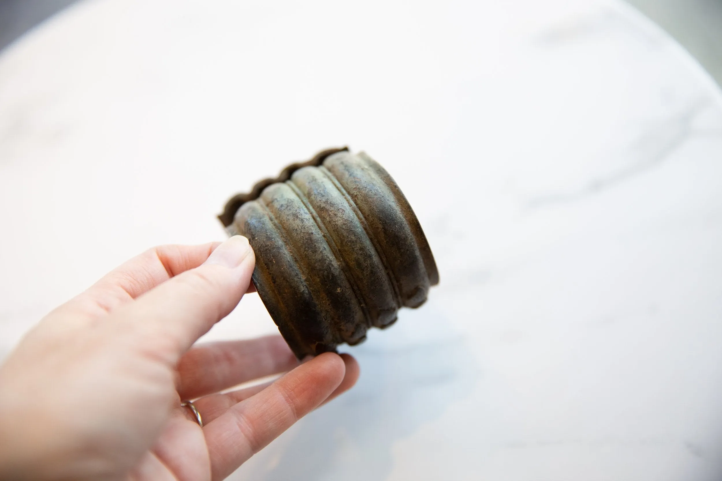 Antique African Bronze Allow Wide Cuff Bracelet with Geometric Detailing