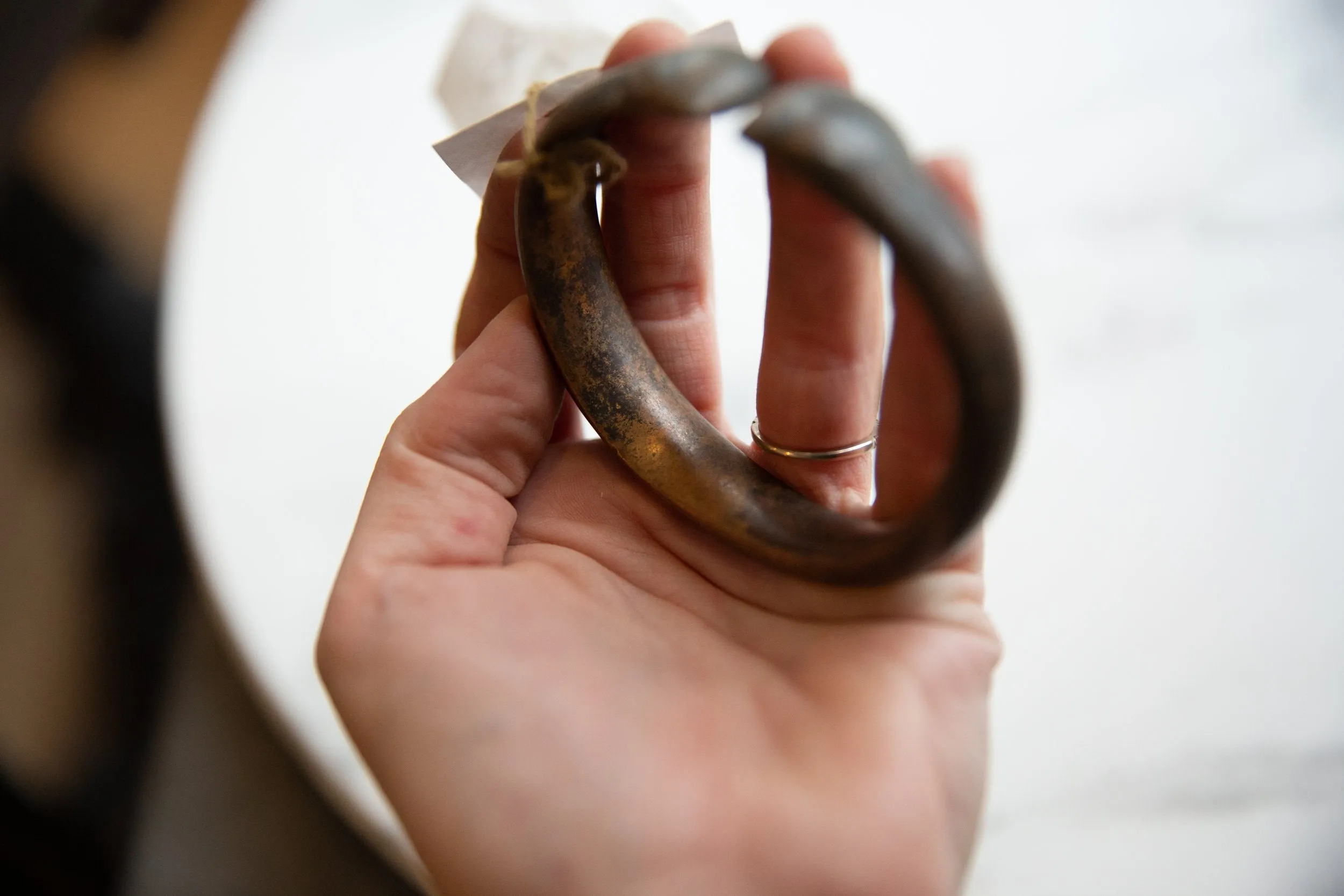 Antique African Bronze Alloy Snake Cuff Bracelet