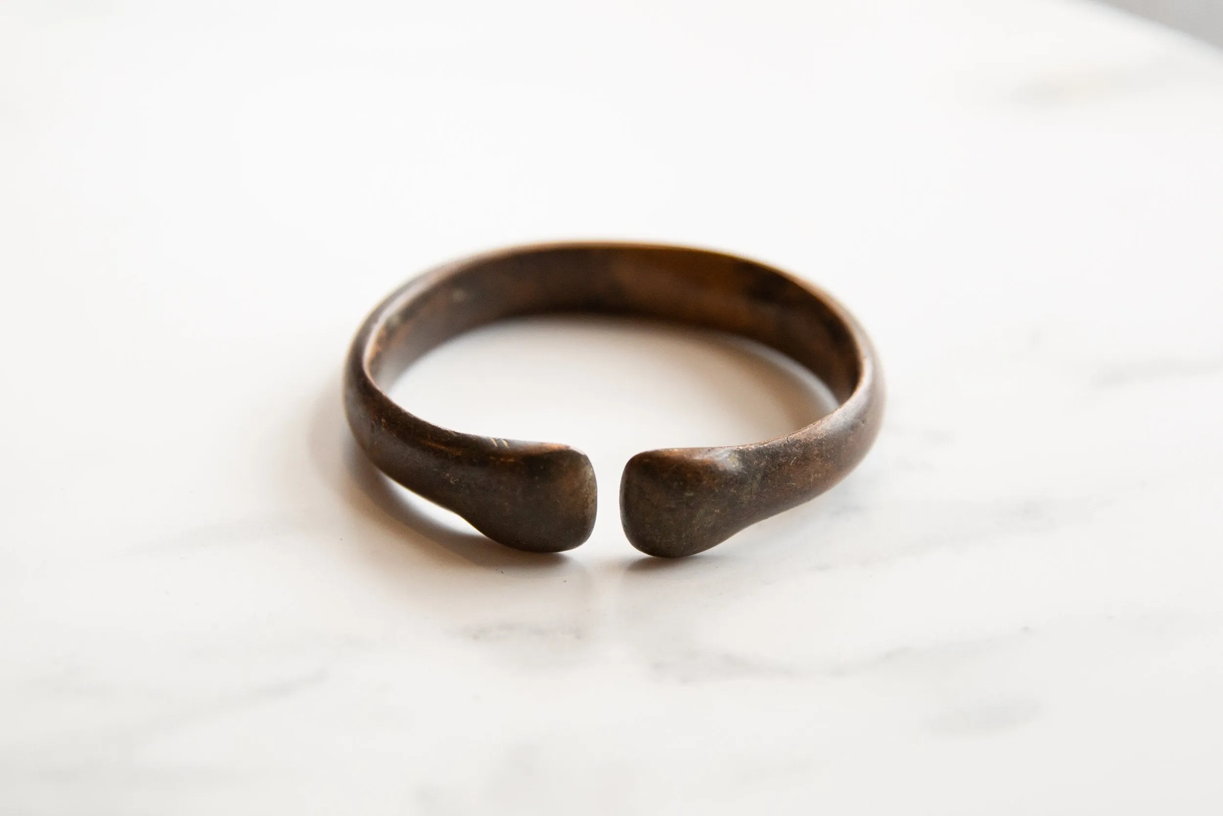 Antique African Bronze Alloy Snake Cuff Bracelet
