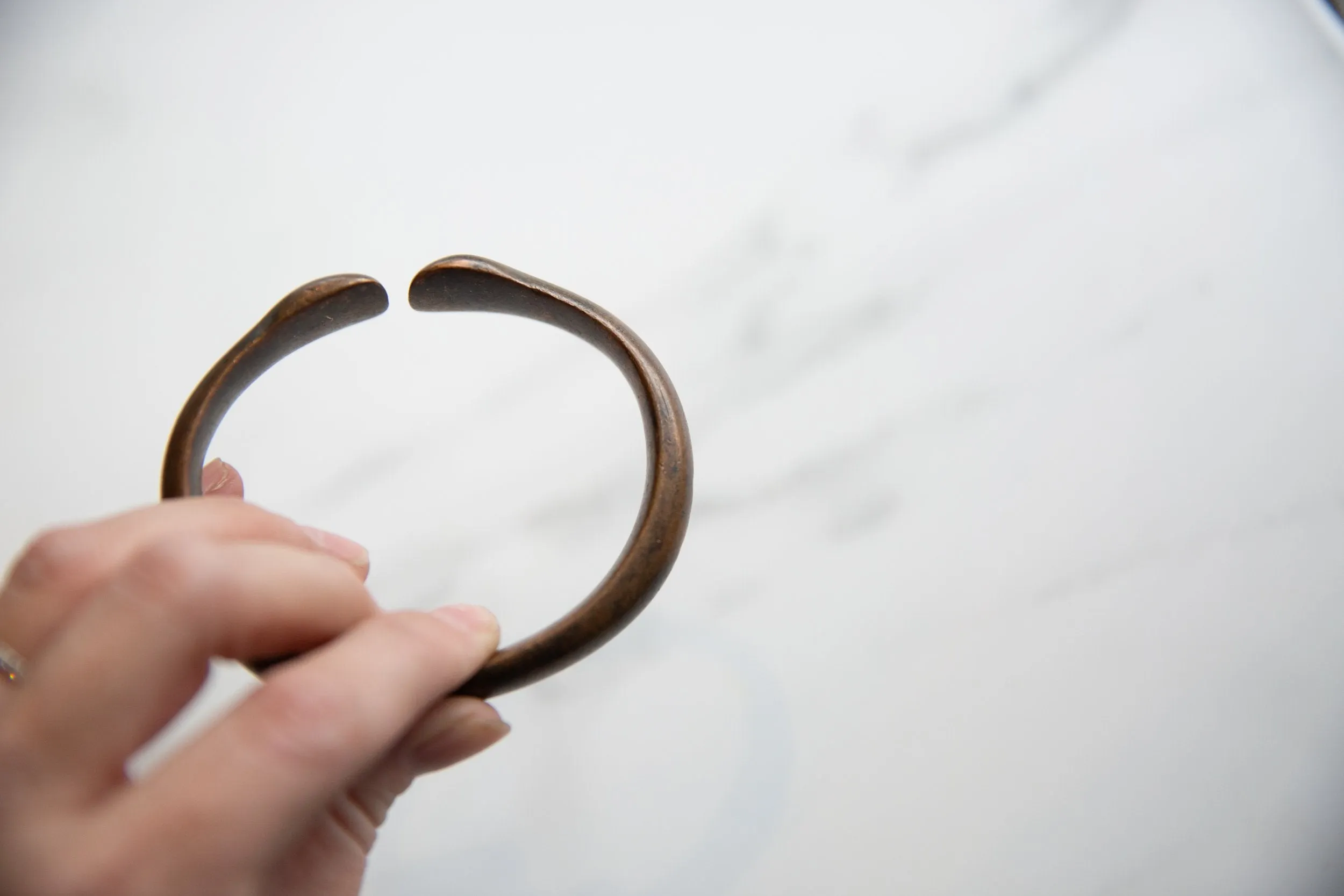 Antique African Bronze Alloy Snake Cuff Bracelet