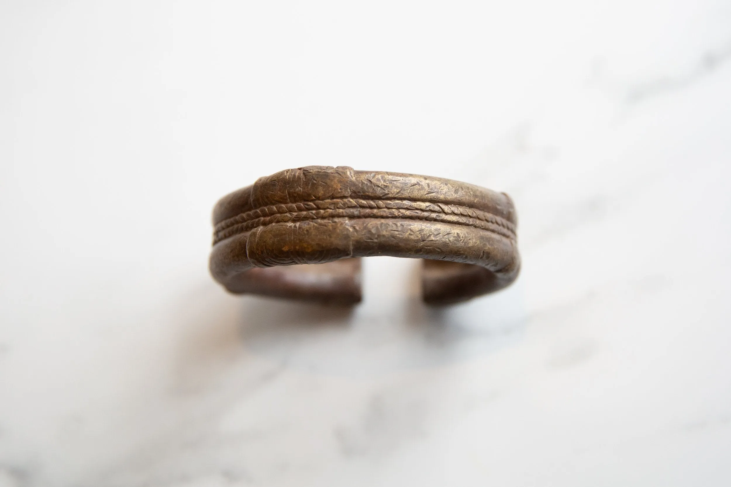 Antique African Bronze and Copper Striped Cuff Bracelet