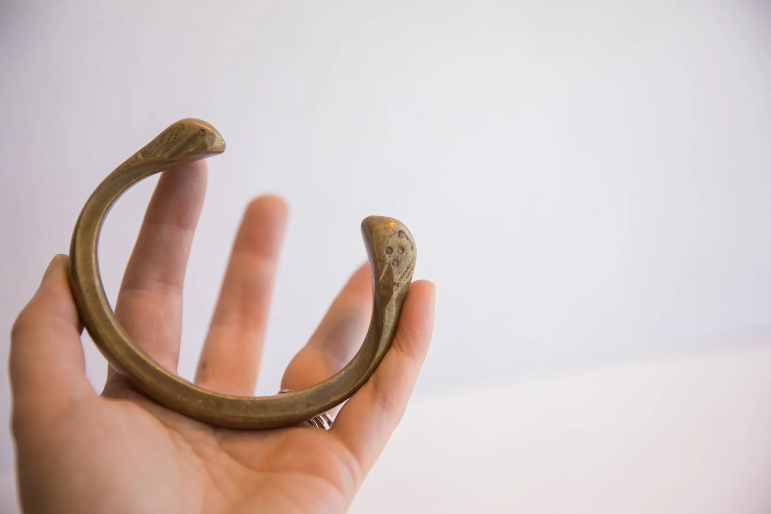 Antique African Bronze Snake Cuff Bracelet
