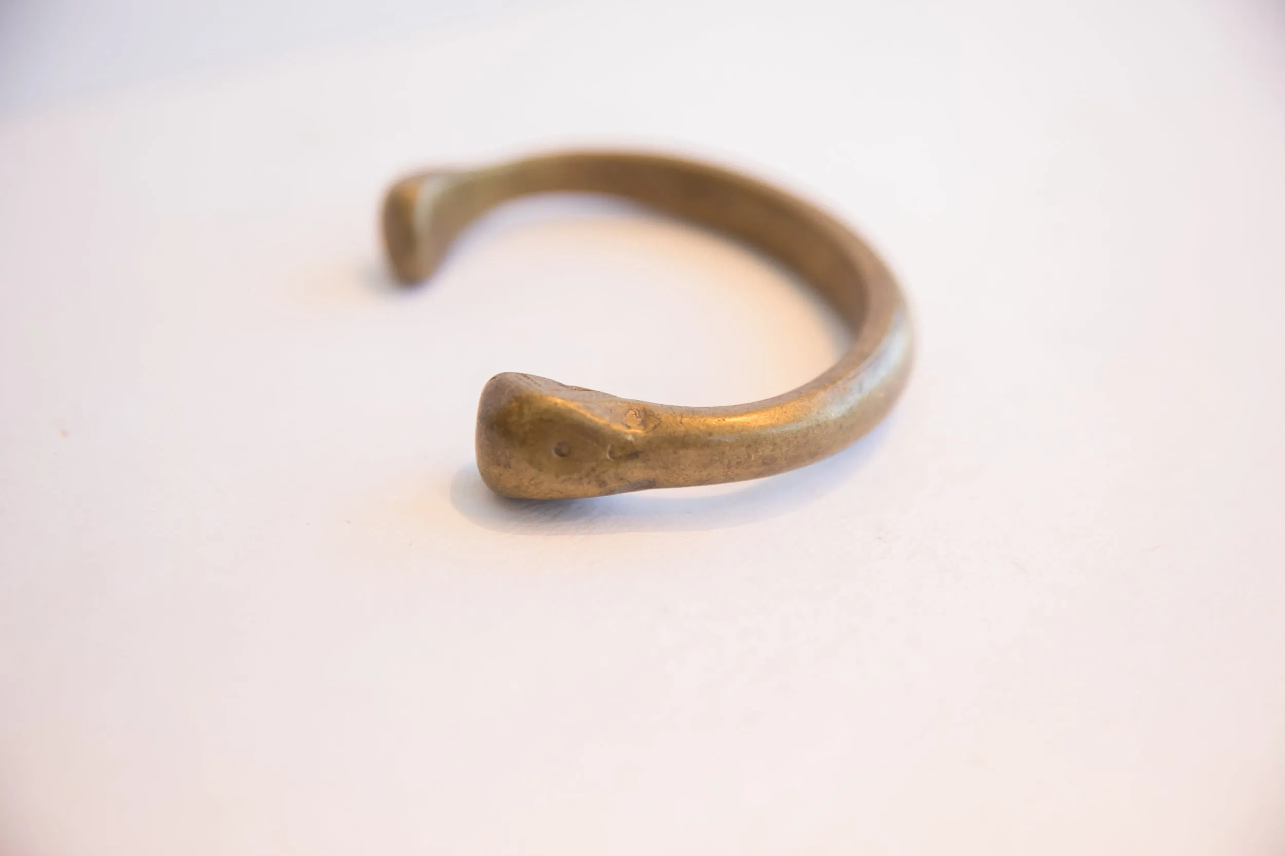 Antique African Bronze Snake Cuff Bracelet