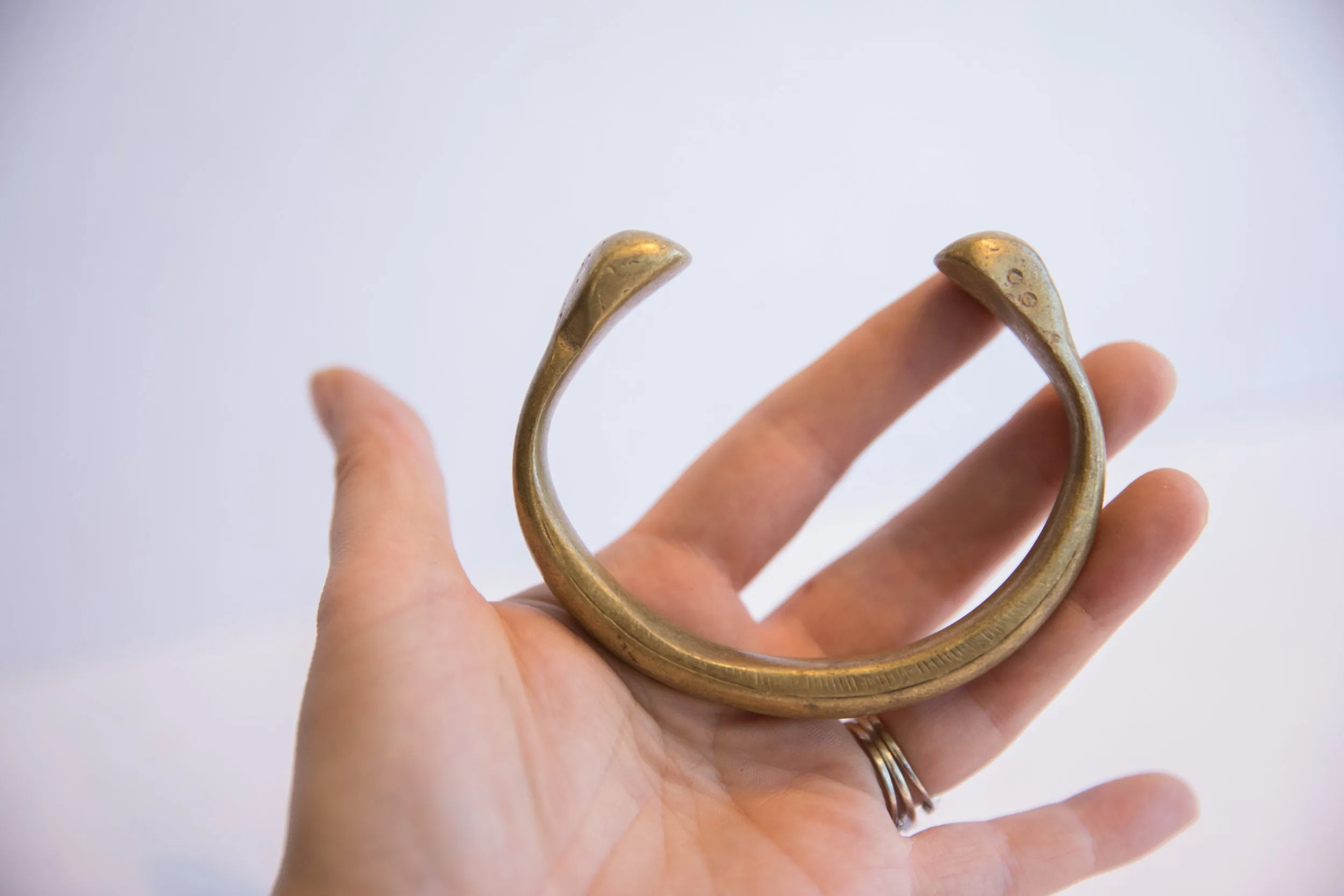 Antique African Bronze Snake Cuff Bracelet