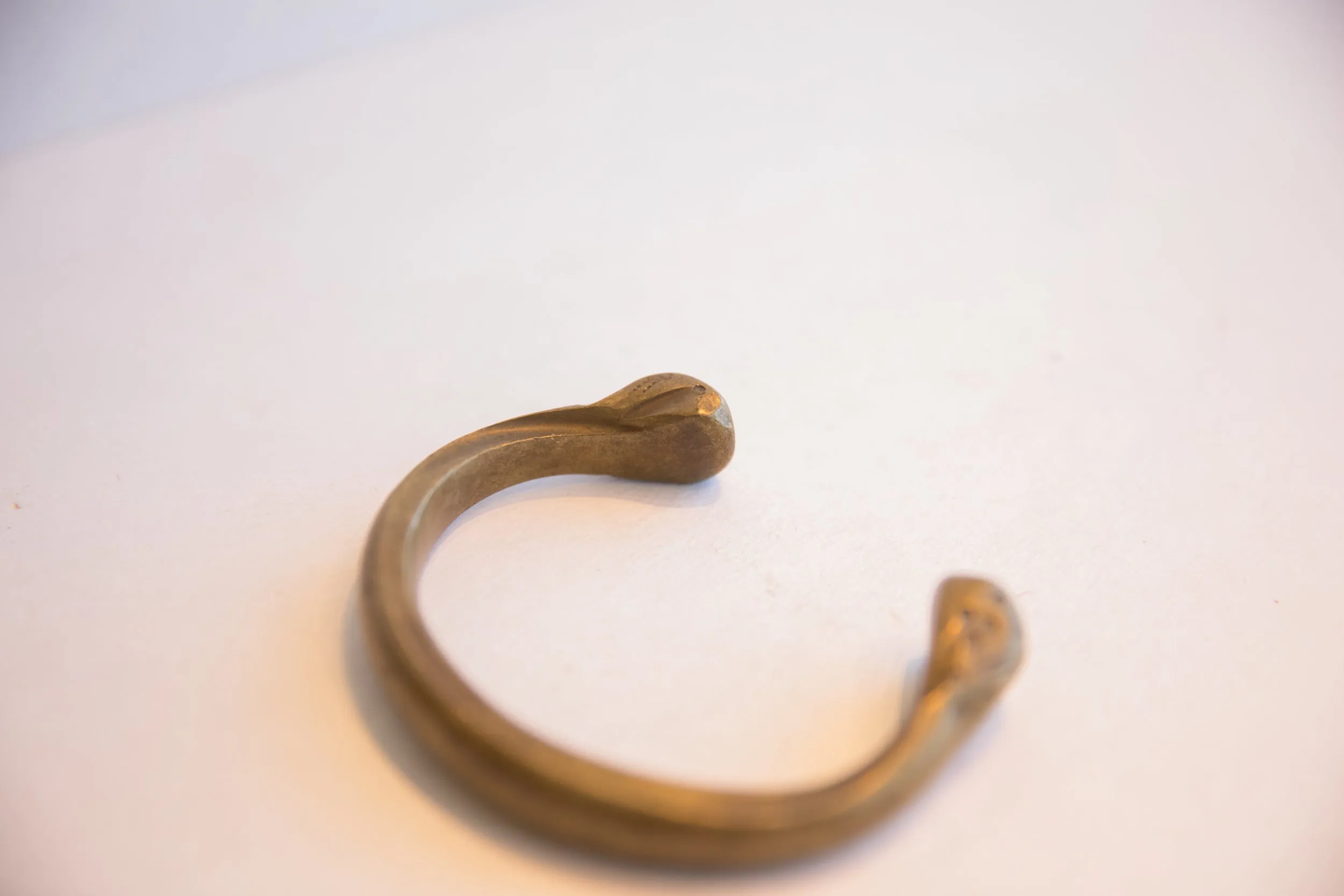 Antique African Bronze Snake Cuff Bracelet