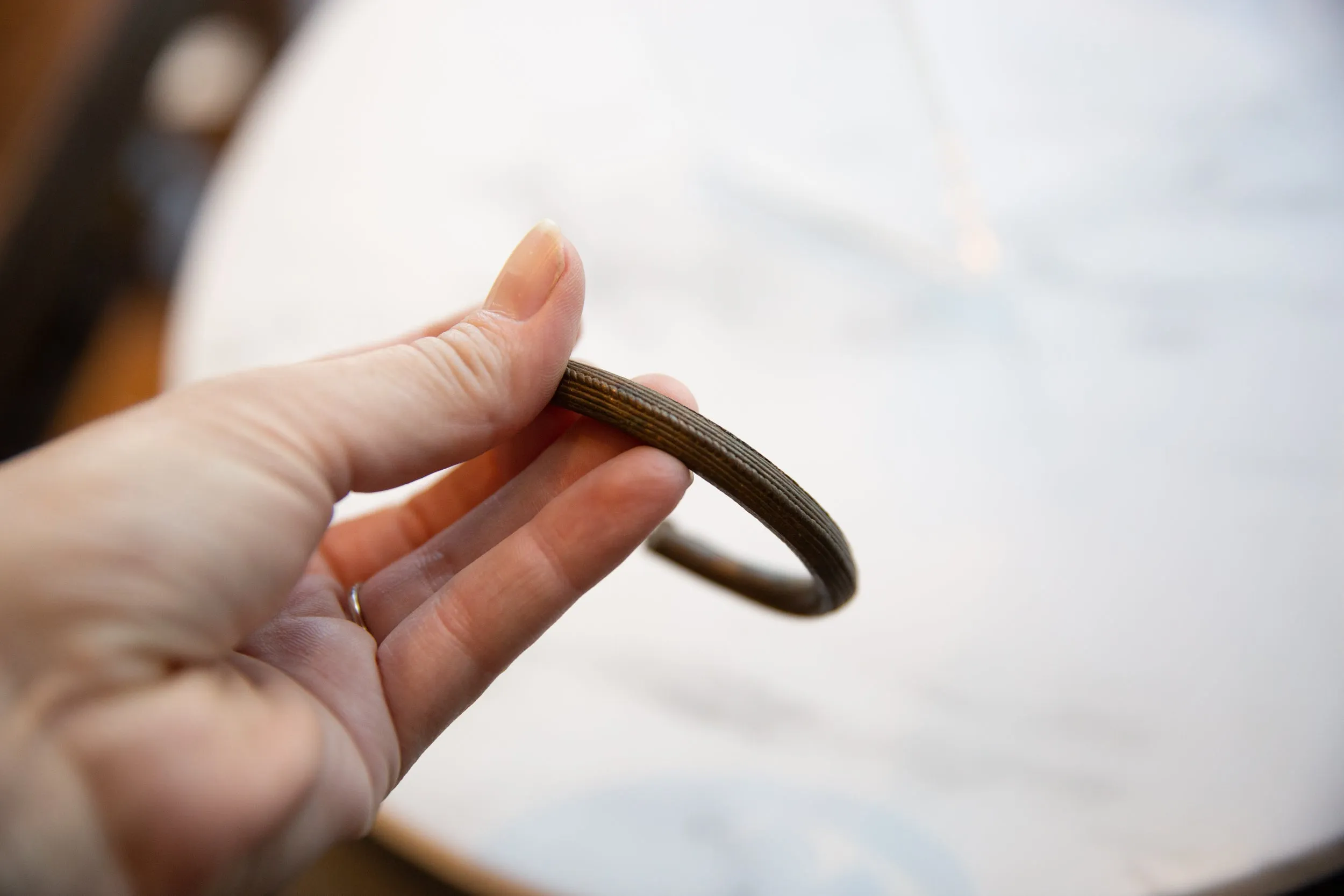 Antique African Bronze Striped Cuff Bracelet