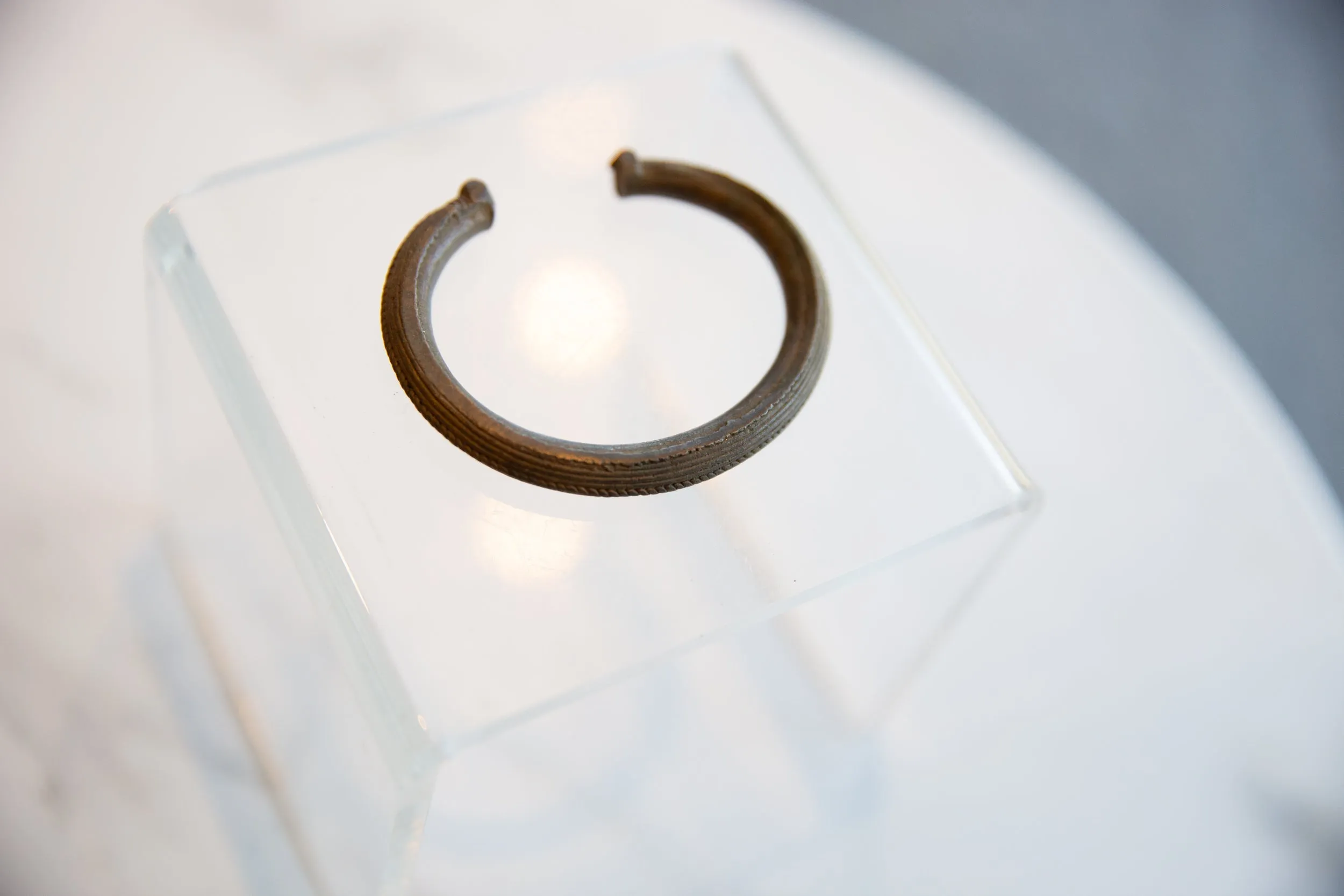 Antique African Bronze Striped Cuff Bracelet