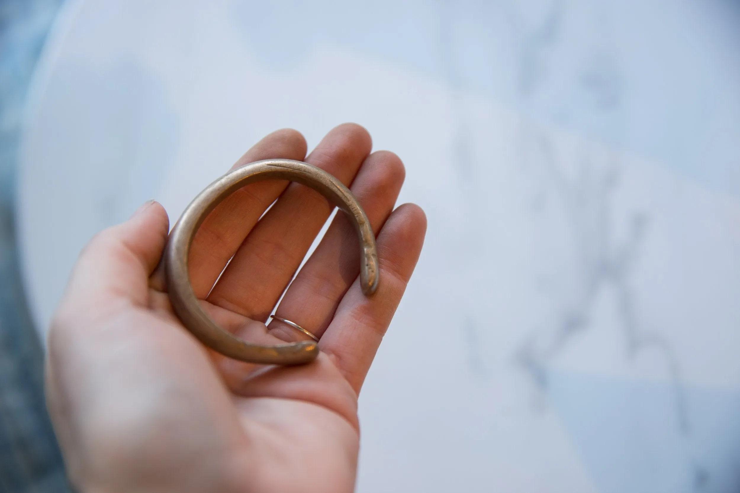 Antique African Copper Alloy Small Snake Cuff Bracelet