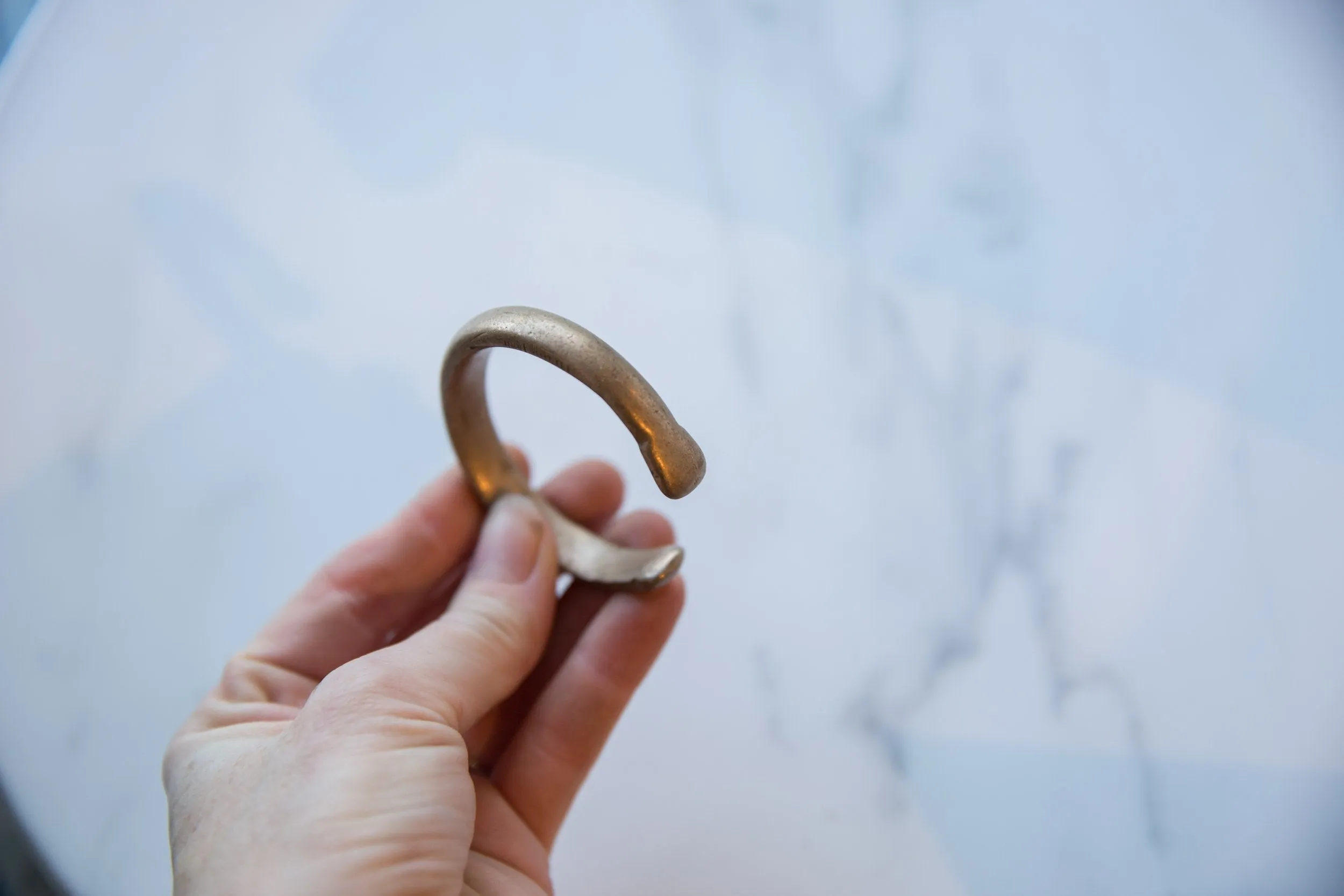 Antique African Copper Alloy Small Snake Cuff Bracelet
