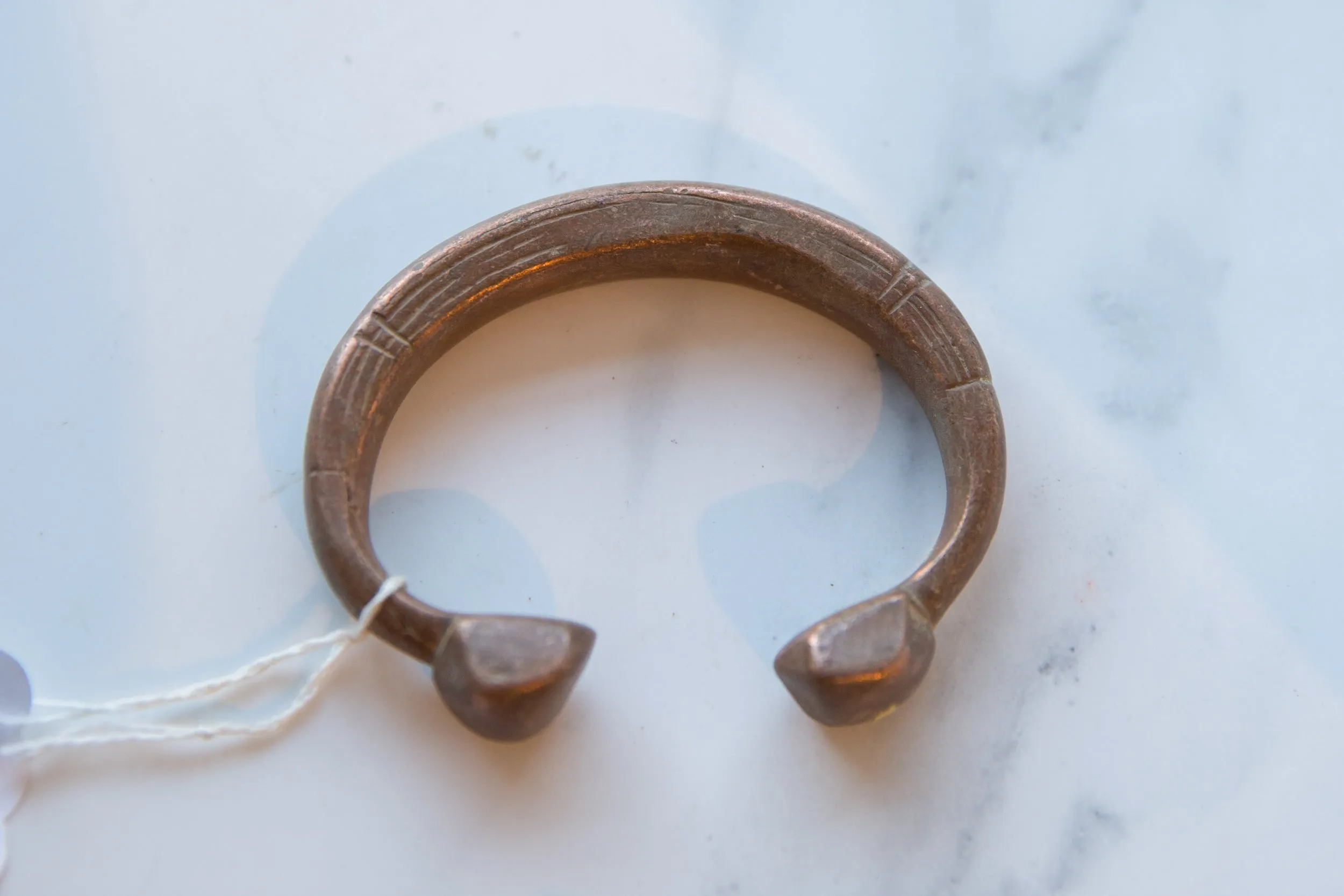Antique African Copper Alloy Snake Cuff Bracelet