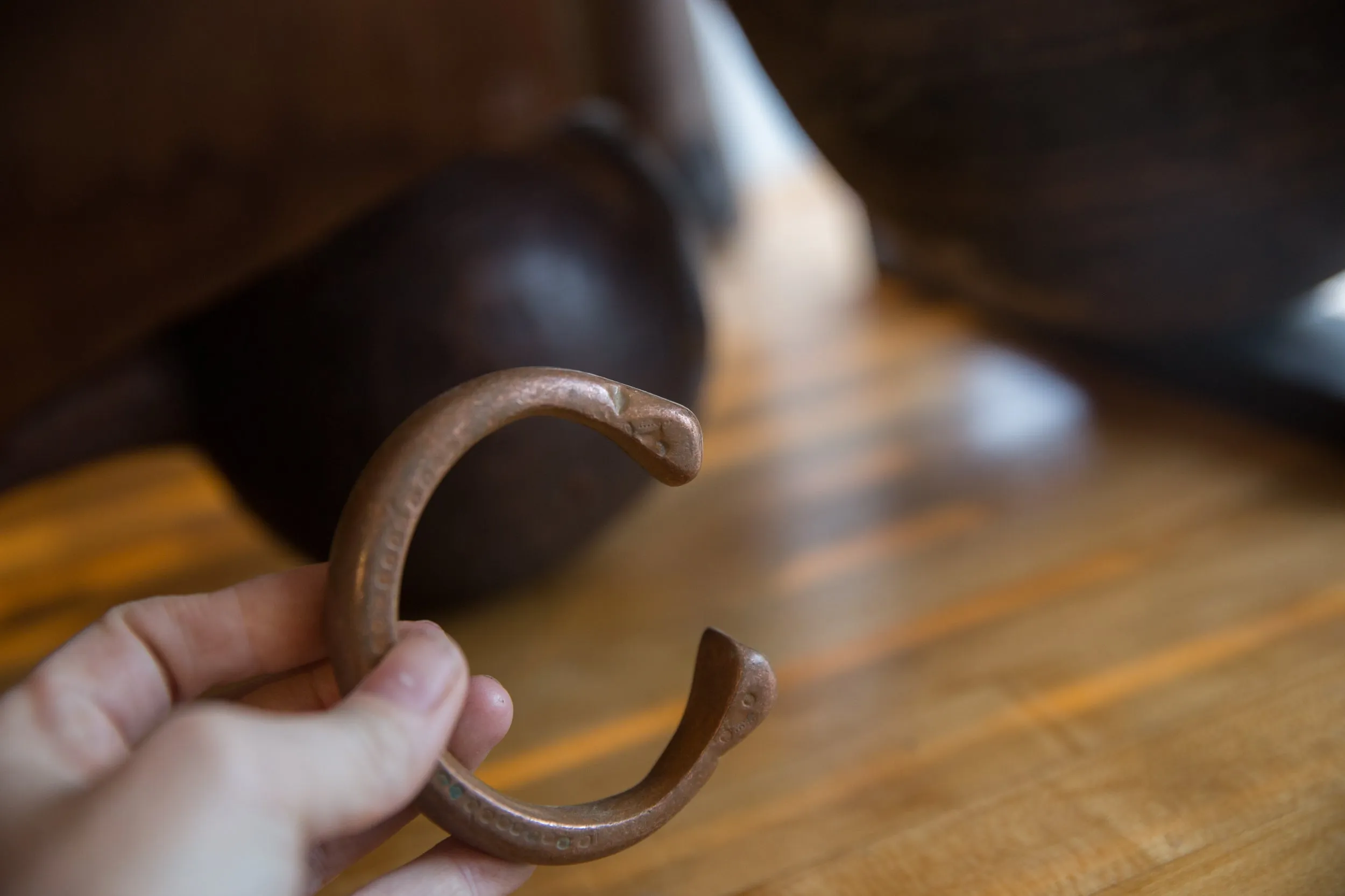 Antique African Copper Snake Cuff Bracelet