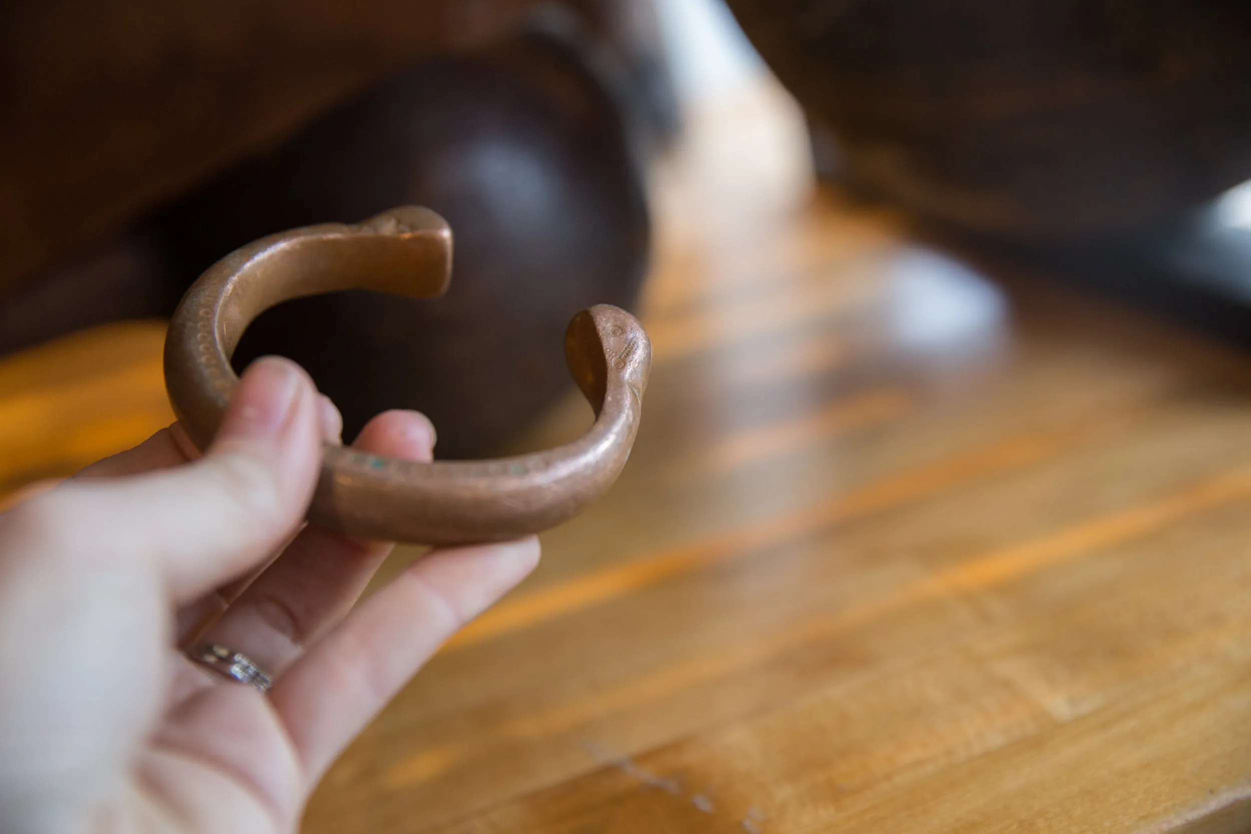 Antique African Copper Snake Cuff Bracelet