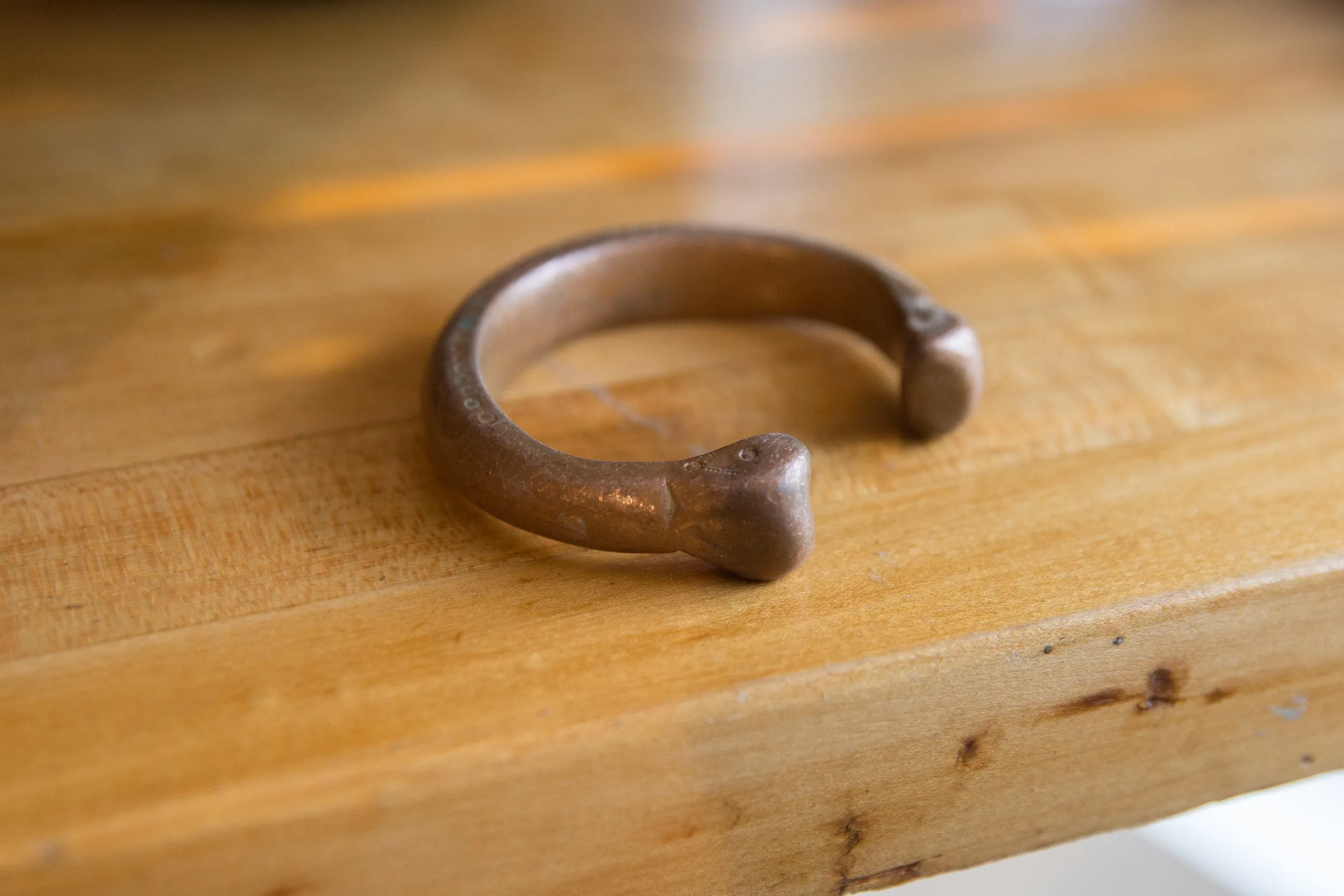 Antique African Copper Snake Cuff Bracelet