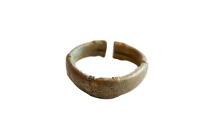 Antique African Oxidized Bronze Alloy Stripe Design Cuff Bracelet