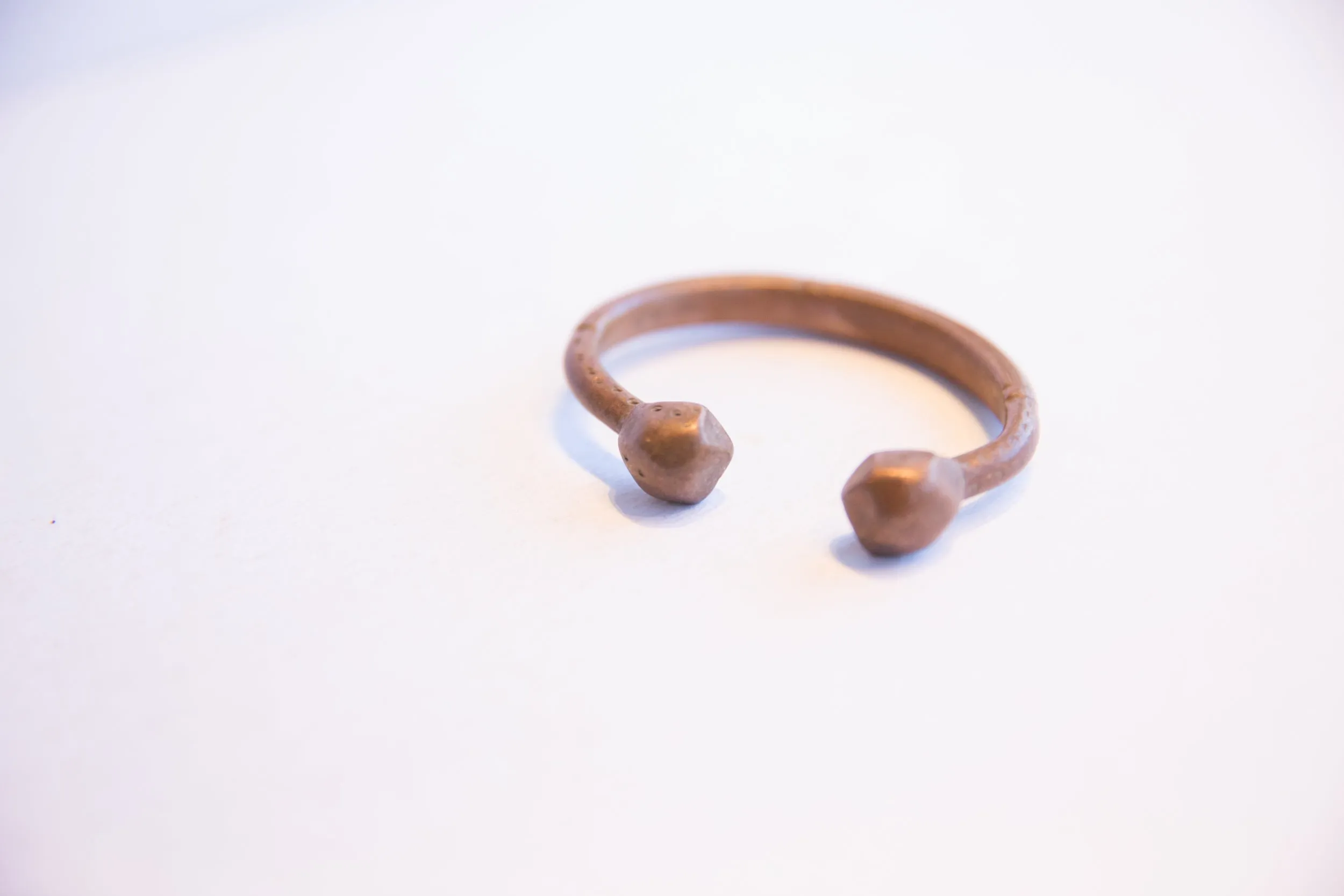 Antique African Small Copper Snake Cuff Bracelet