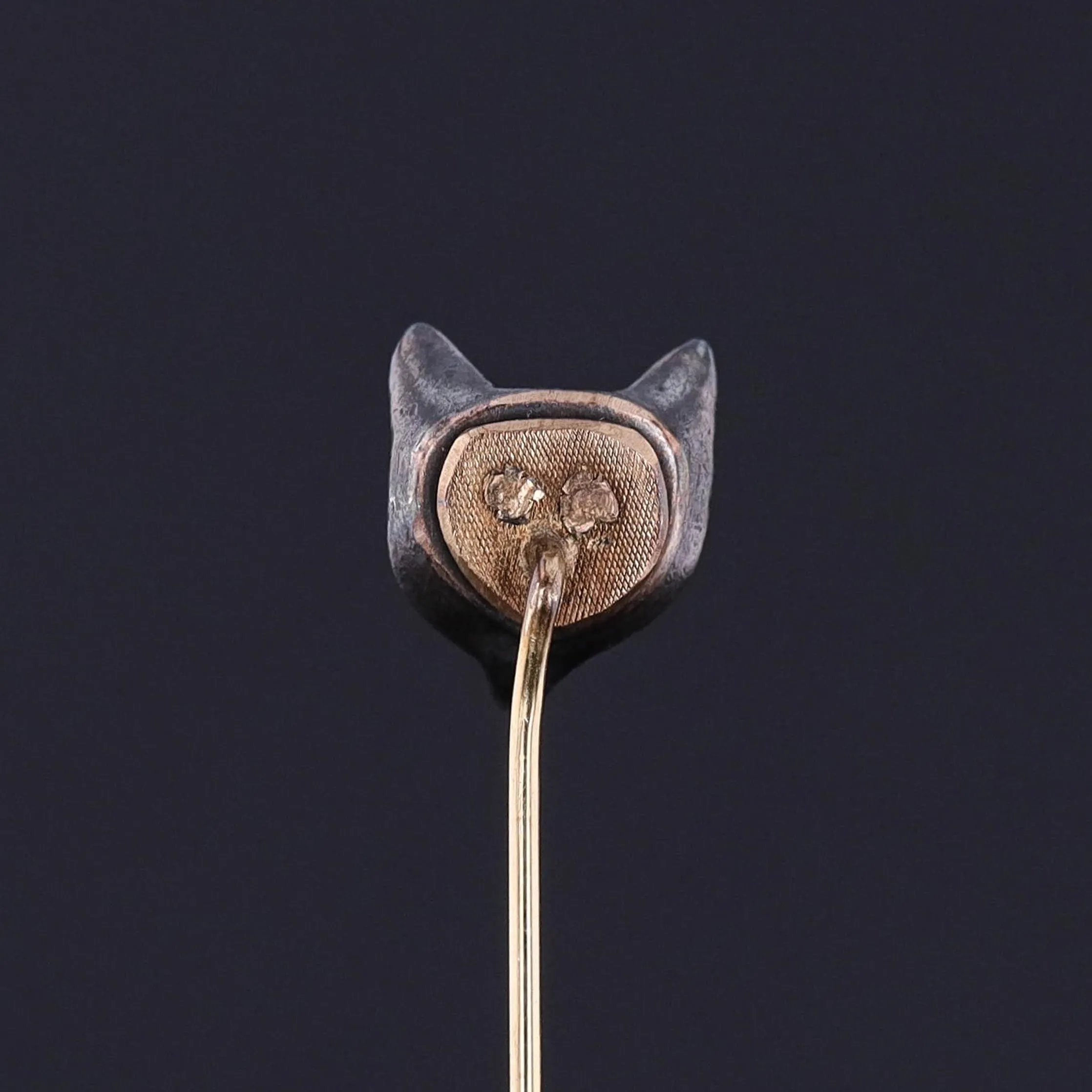 Antique Diamond Fox Stickpin of Silver and 14k Gold