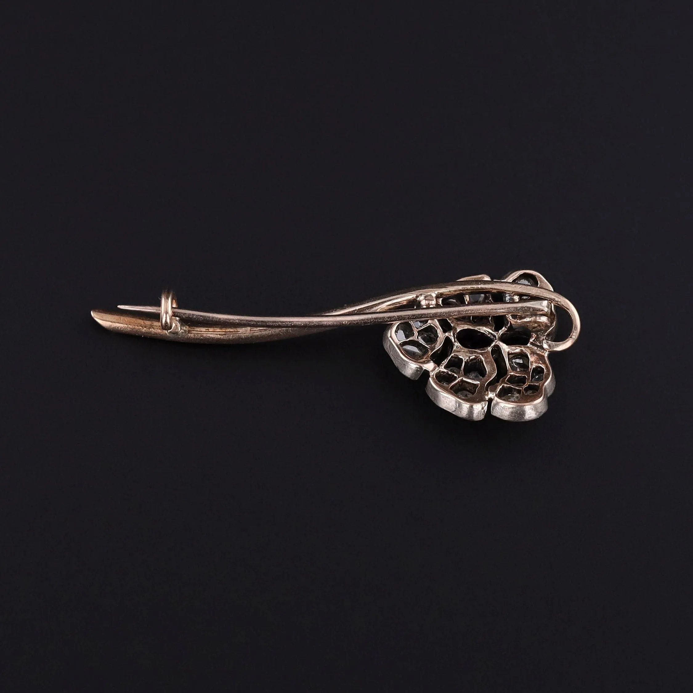 Antique Diamond Pansy Brooch of 14k Gold