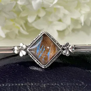 Antique Edwardian Butterfly Wing Sterling Silver Bar Brooch