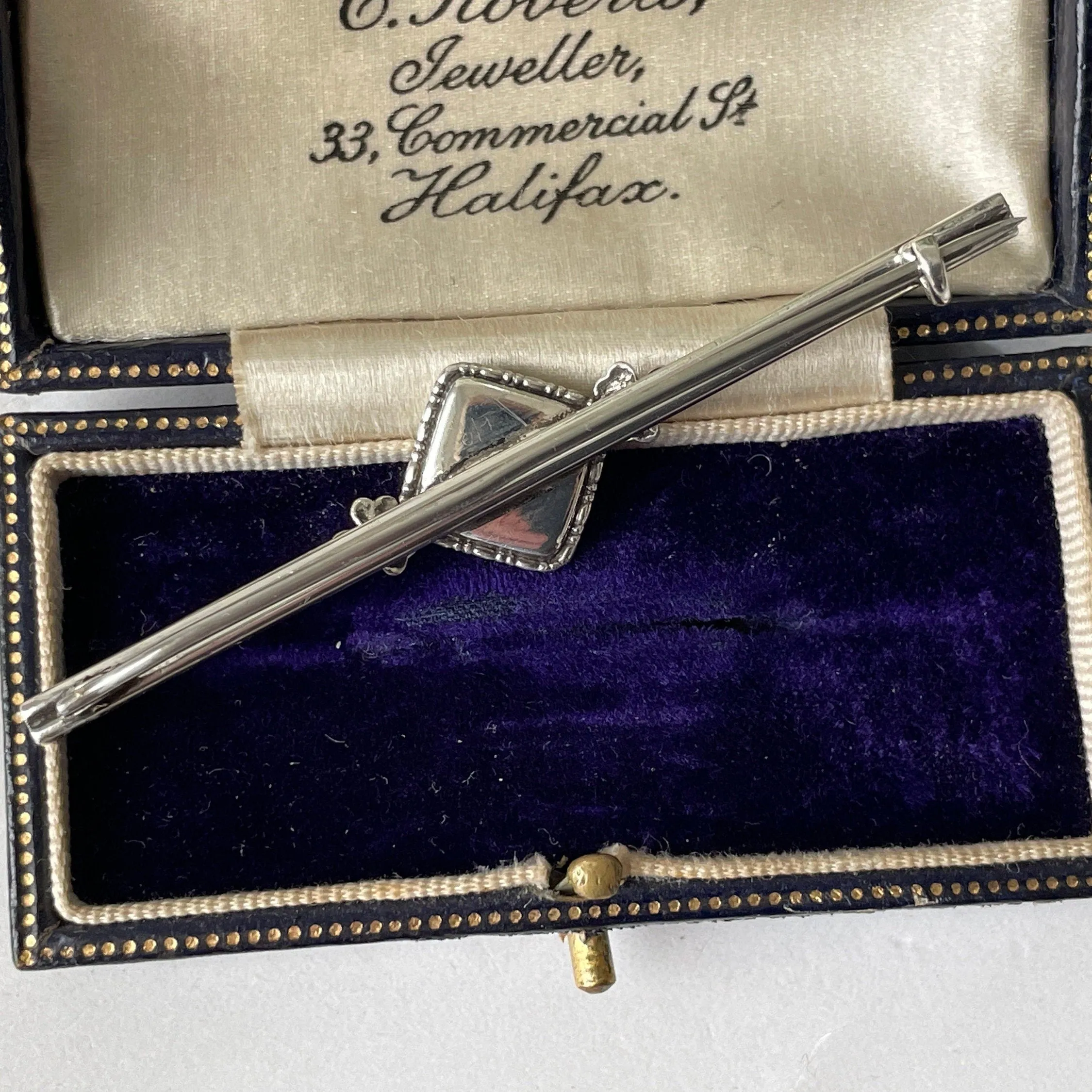 Antique Edwardian Butterfly Wing Sterling Silver Bar Brooch
