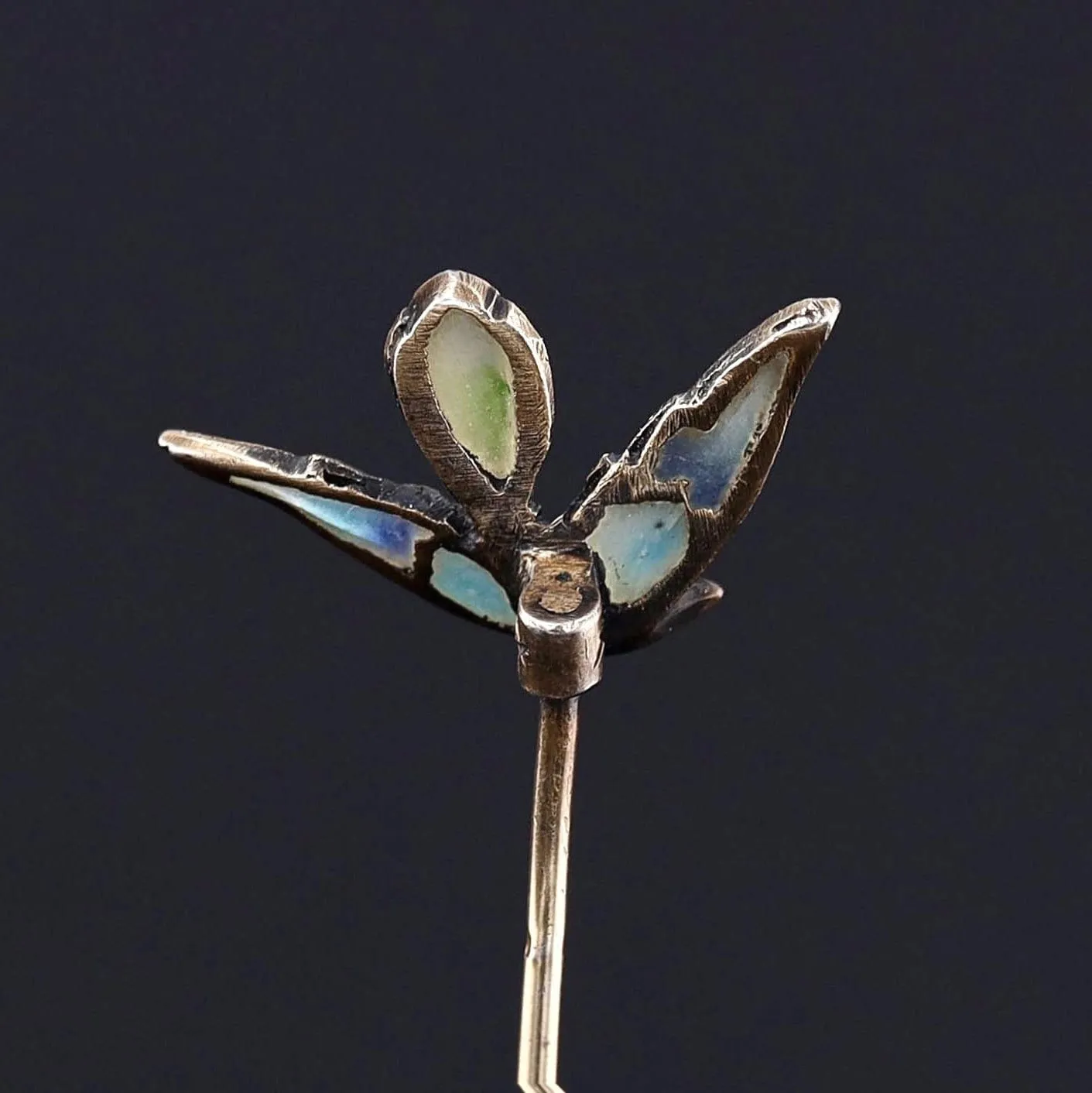 Antique Enamel Plique a Jour Bird Stickpin