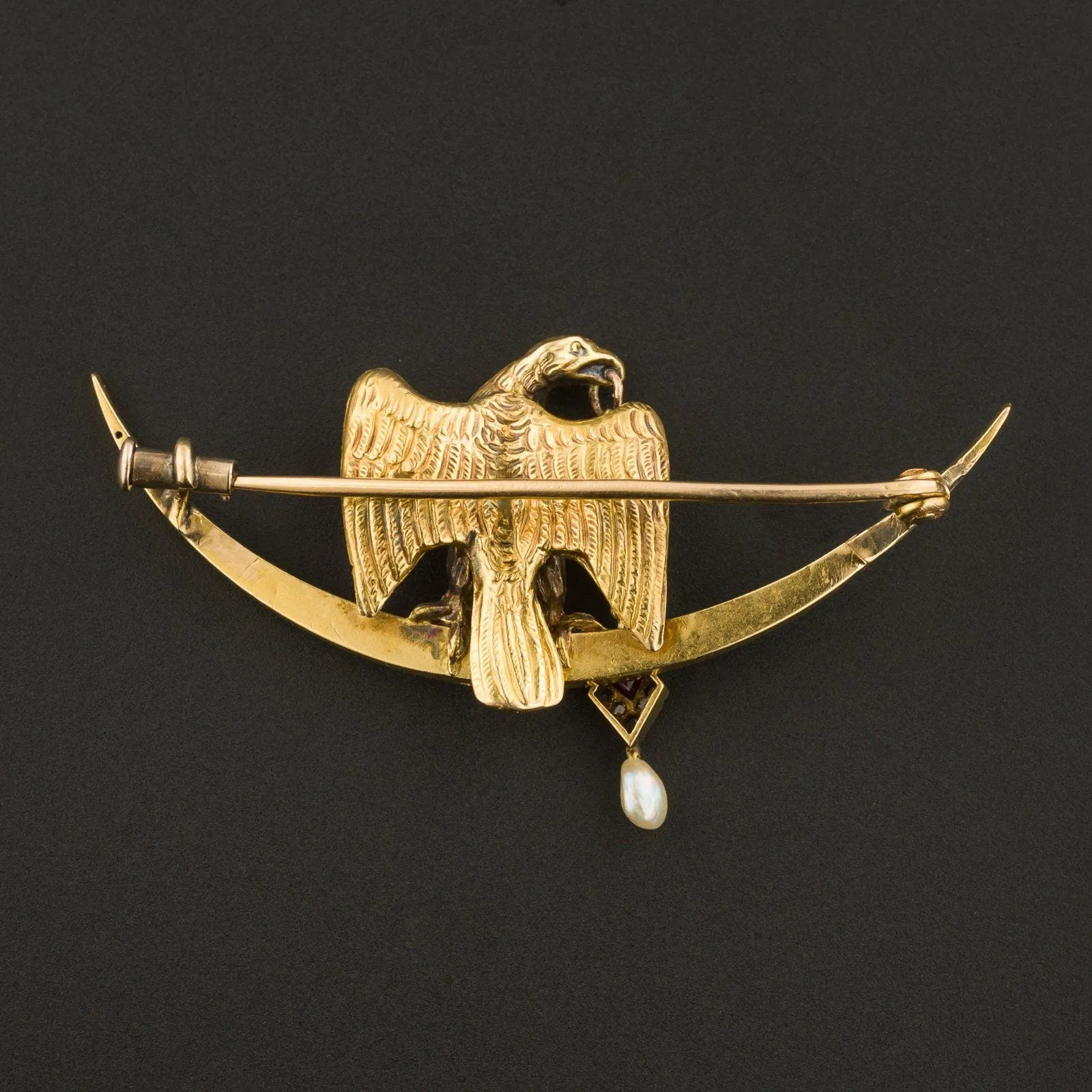 Antique Falcon Brooch of 18k Gold