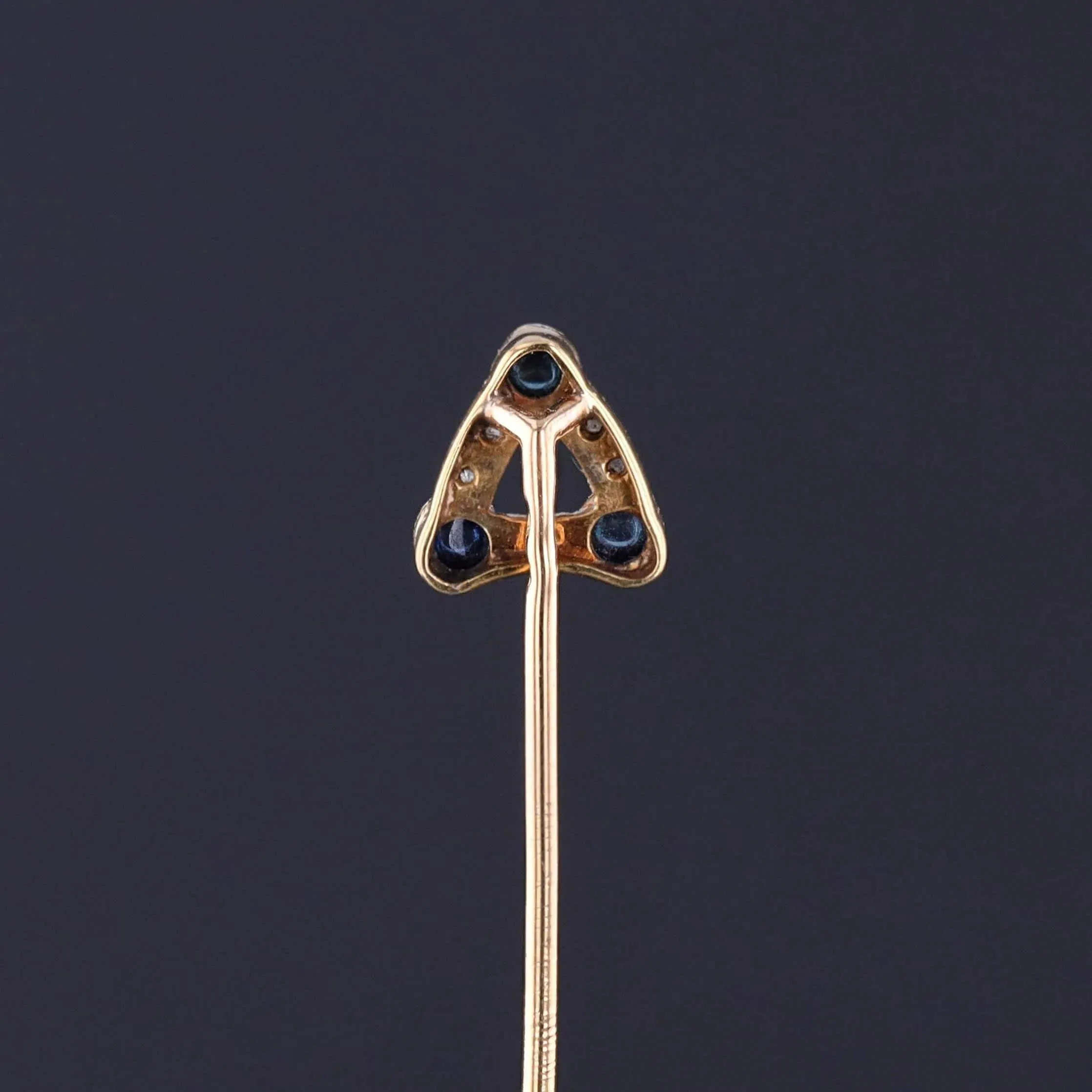 Antique French Sapphire and Diamond Stickpin of 18k Gold