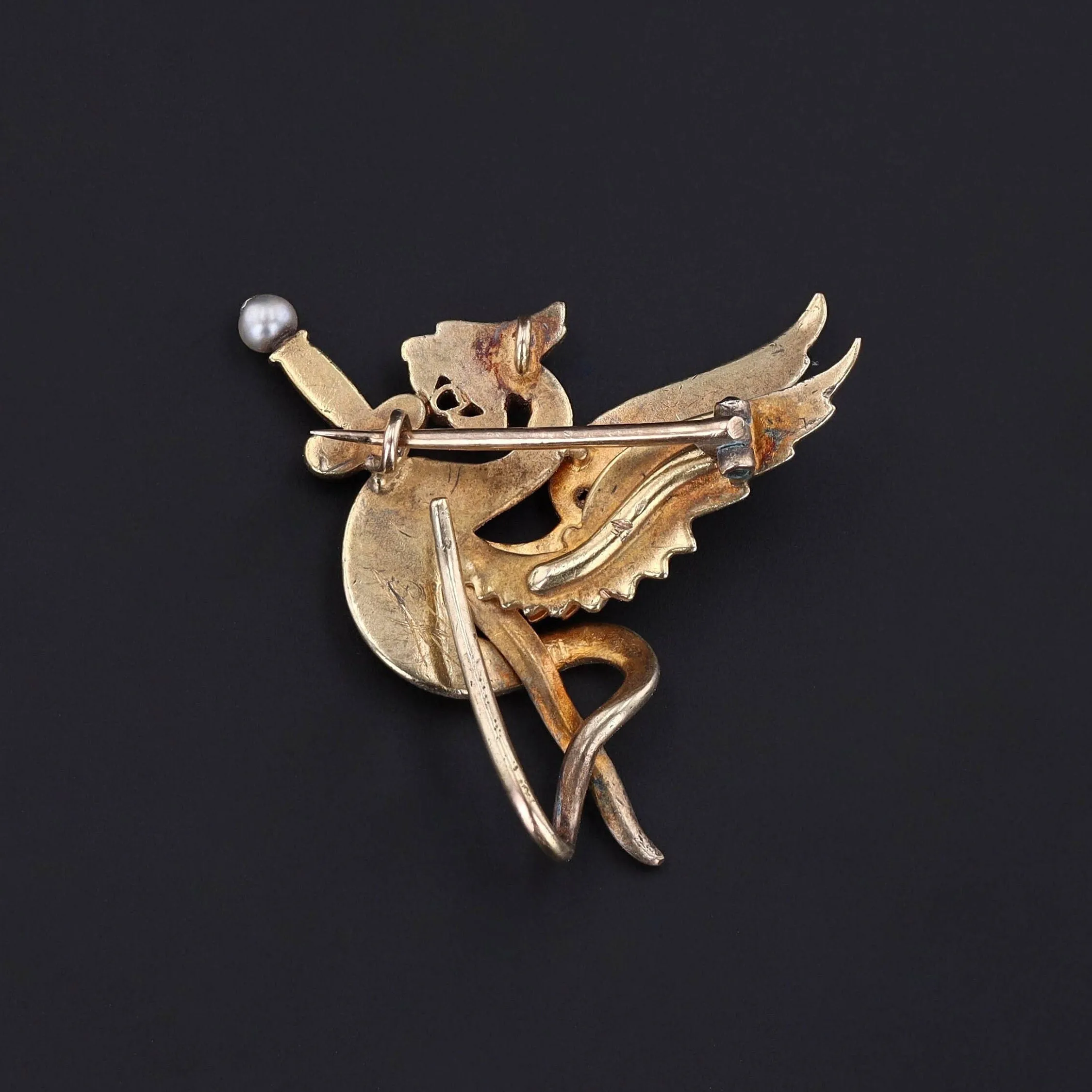 Antique Griffin Brooch of 14k Gold