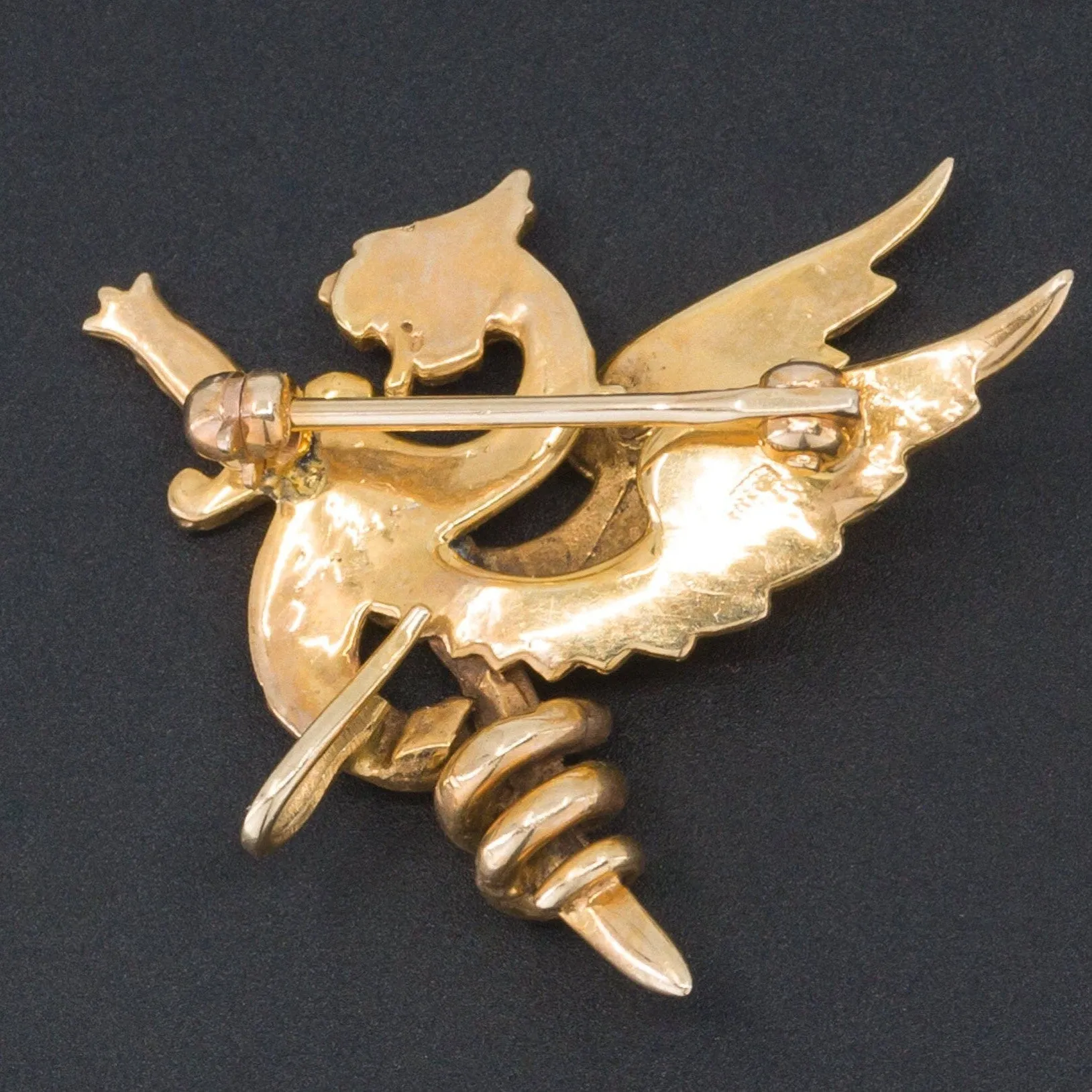 Antique Griffin Brooch or Watch Pin | 14k Gold Griffin