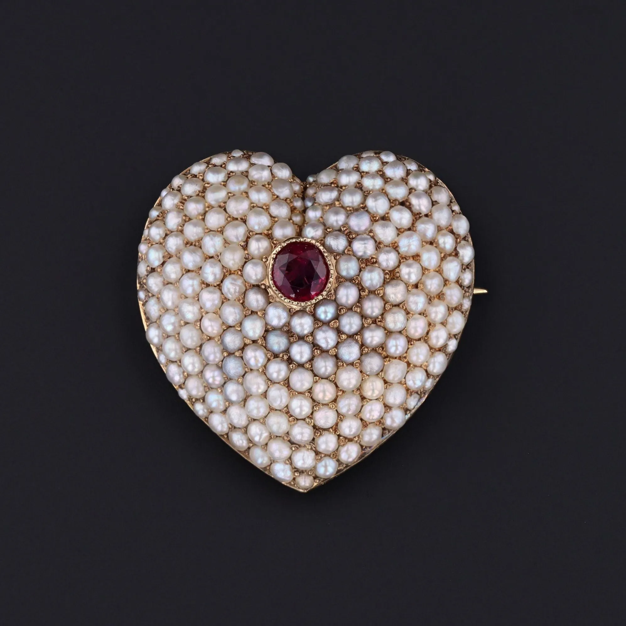 Antique Heart Pendant or Brooch | Pearl Heart