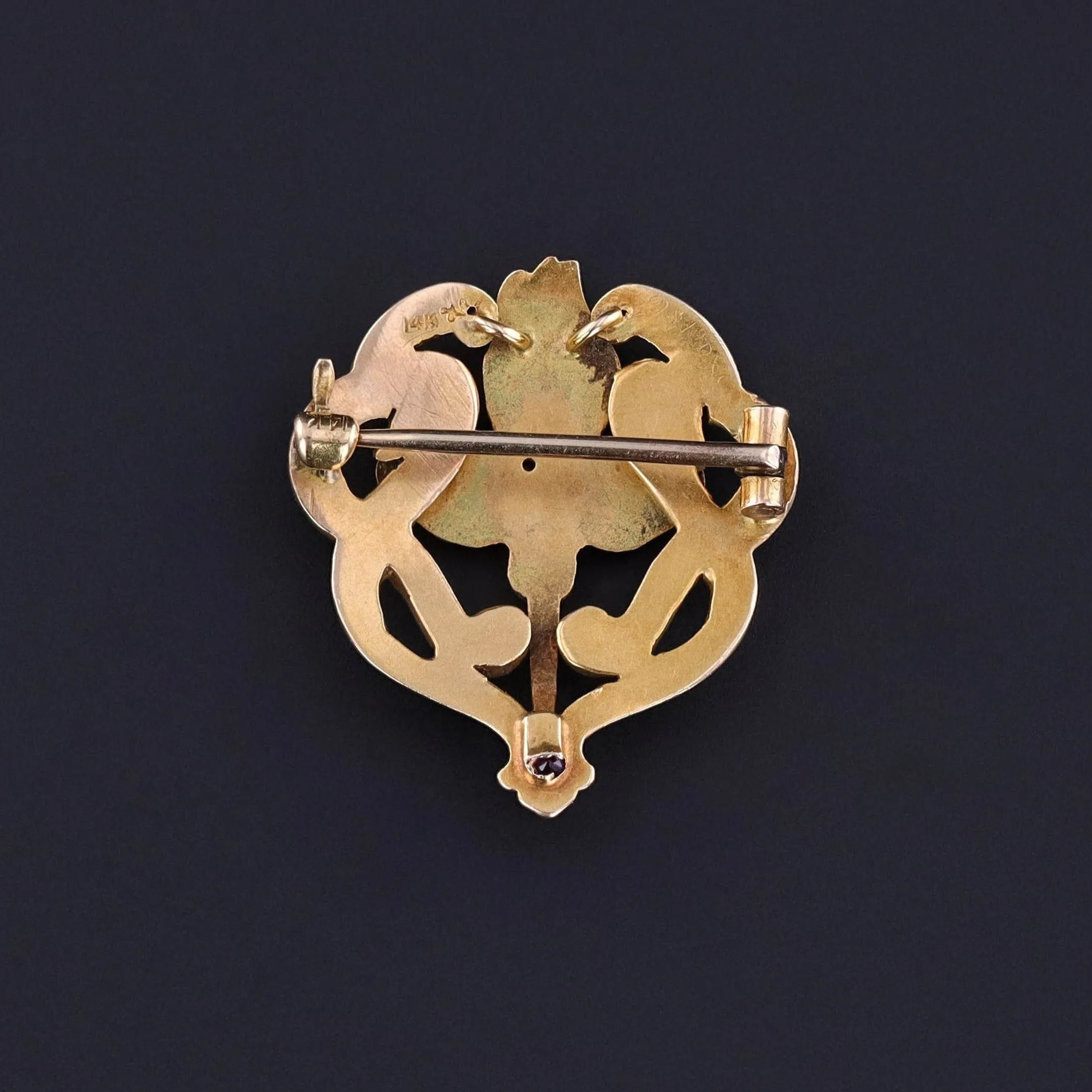 Antique Iris Brooch of 14k Gold by Riker Brothers