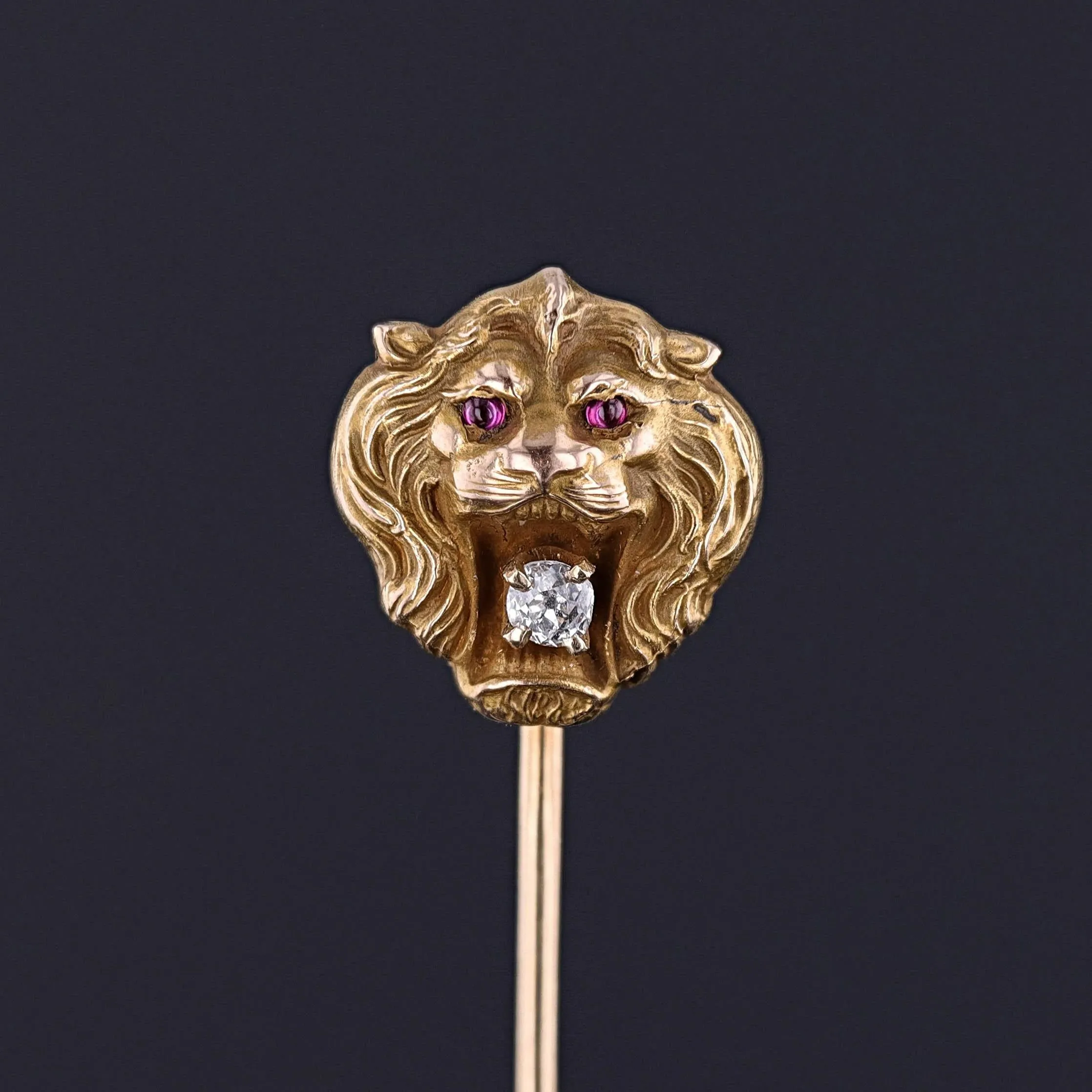 Antique Lion Stickpin of 14k Gold