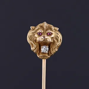 Antique Lion Stickpin of 14k Gold